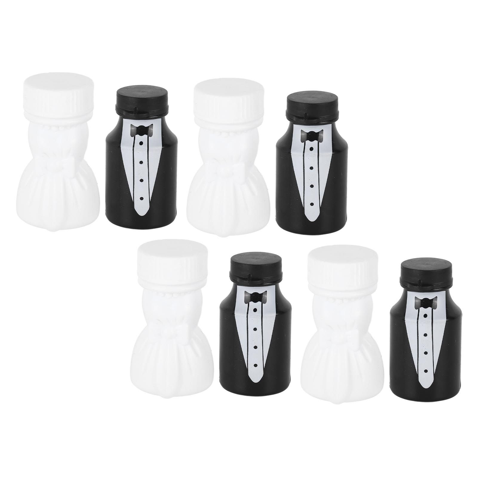 26PCS Wedding Bubble Bottles Bride and Groom Shape Mini Bubble Party Bottle for Anniversary Engagement Bridal Celebration Black and White - Image 8