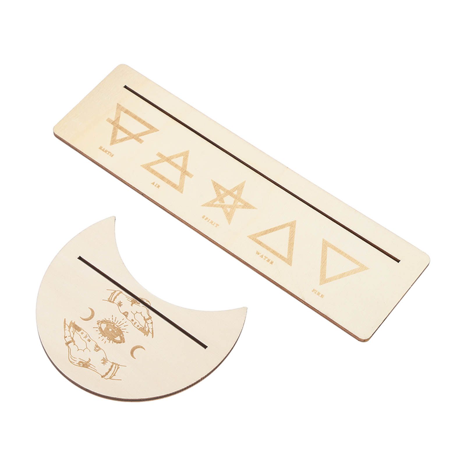 2 Pieces Wooden Tarot Card Stand Holder Stable Moon Shape and Rectangle Wooden Tarot Card Display Stand Base Type B - Image 3