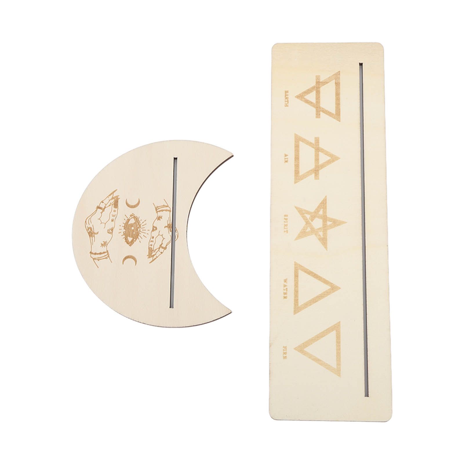 2 Pieces Wooden Tarot Card Stand Holder Stable Moon Shape and Rectangle Wooden Tarot Card Display Stand Base Type B - Image 4