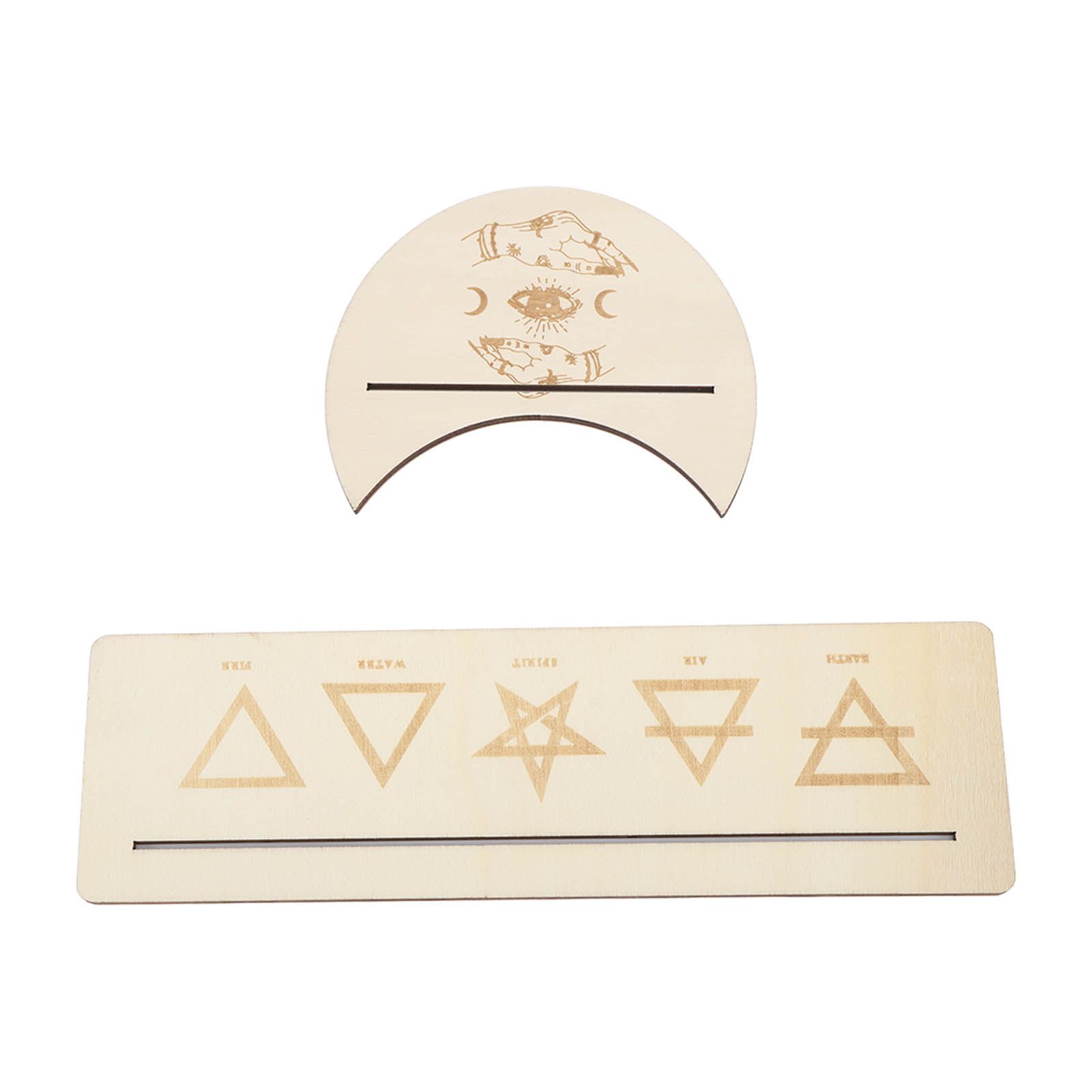 2 Pieces Wooden Tarot Card Stand Holder Stable Moon Shape and Rectangle Wooden Tarot Card Display Stand Base Type B - Image 5