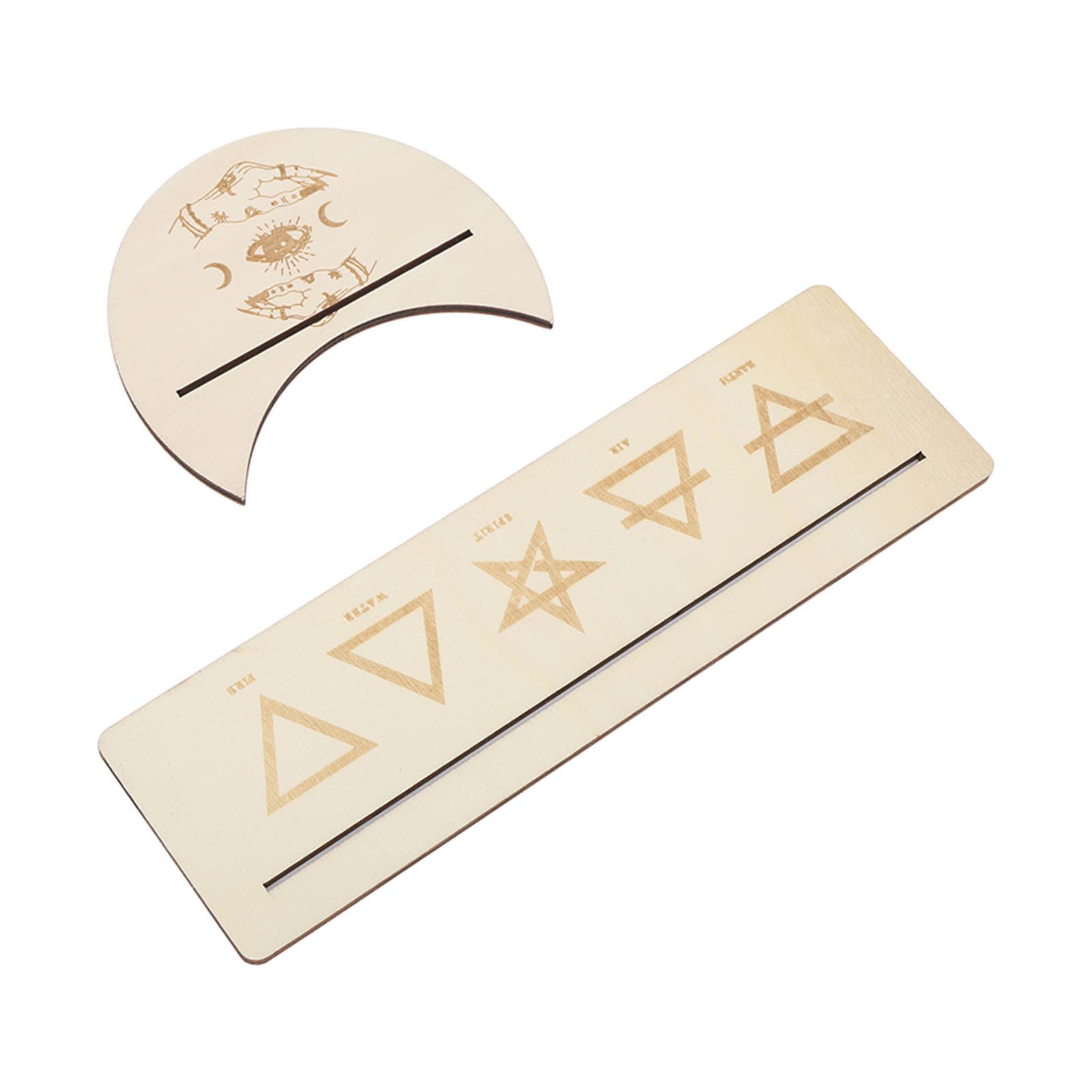 2 Pieces Wooden Tarot Card Stand Holder Stable Moon Shape and Rectangle Wooden Tarot Card Display Stand Base Type B - Image 6