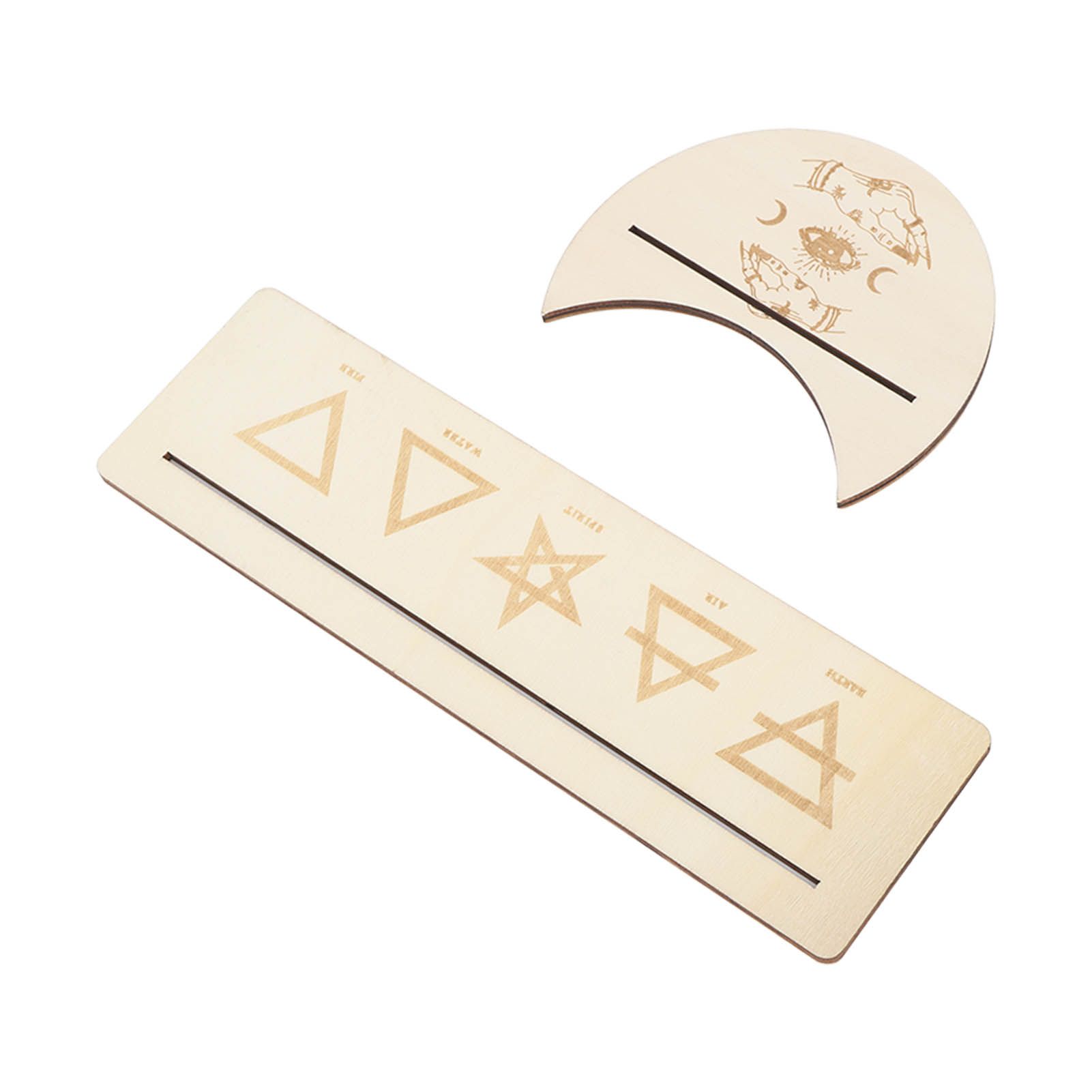 2 Pieces Wooden Tarot Card Stand Holder Stable Moon Shape and Rectangle Wooden Tarot Card Display Stand Base Type B - Image 7