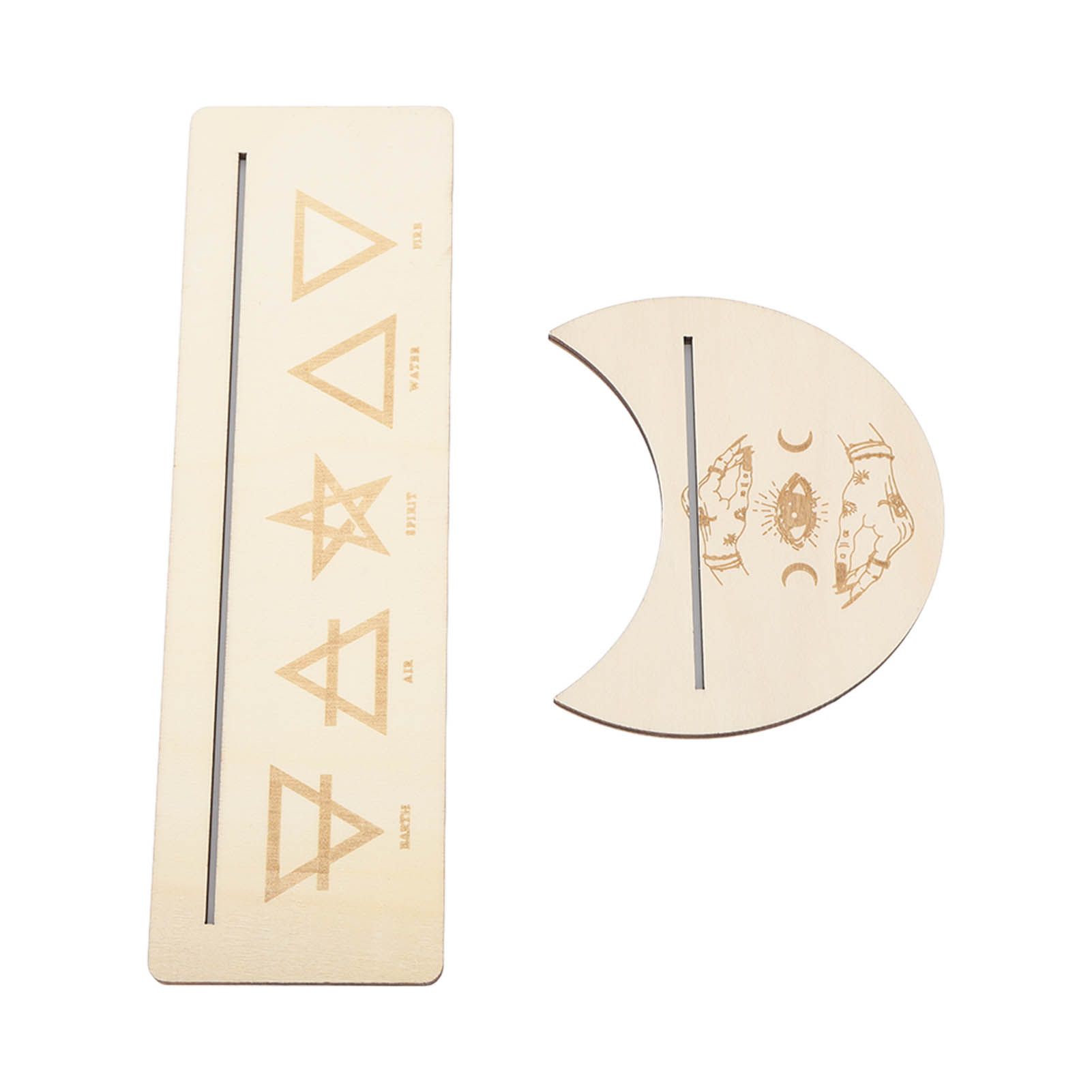 2 Pieces Wooden Tarot Card Stand Holder Stable Moon Shape and Rectangle Wooden Tarot Card Display Stand Base Type B - Image 8