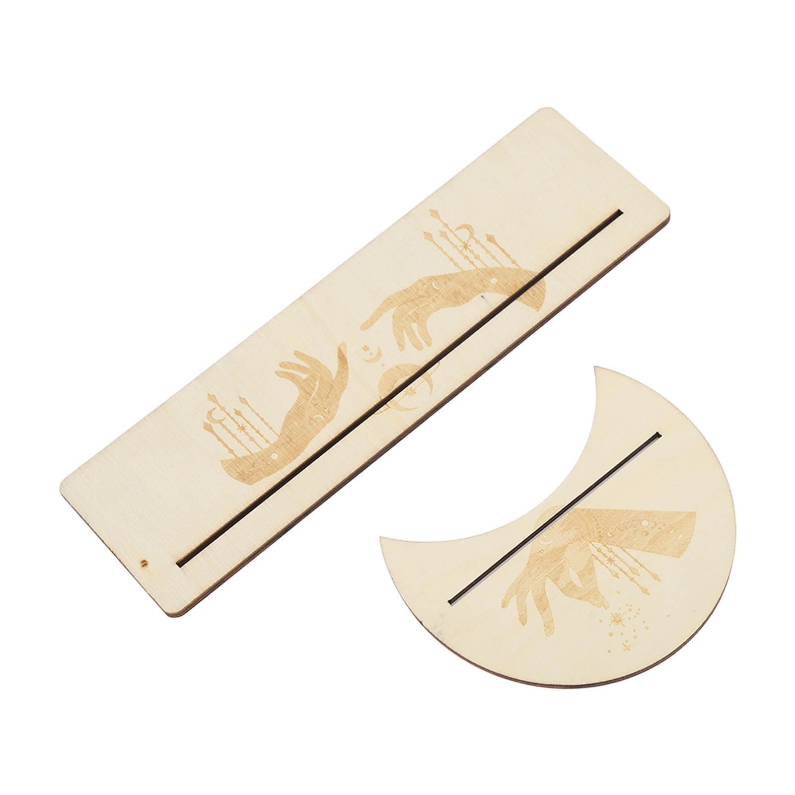 2 Pieces Wooden Tarot Card Stand Holder Stable Moon Shape and Rectangle Wooden Tarot Card Display Stand Base Type C - Image 2