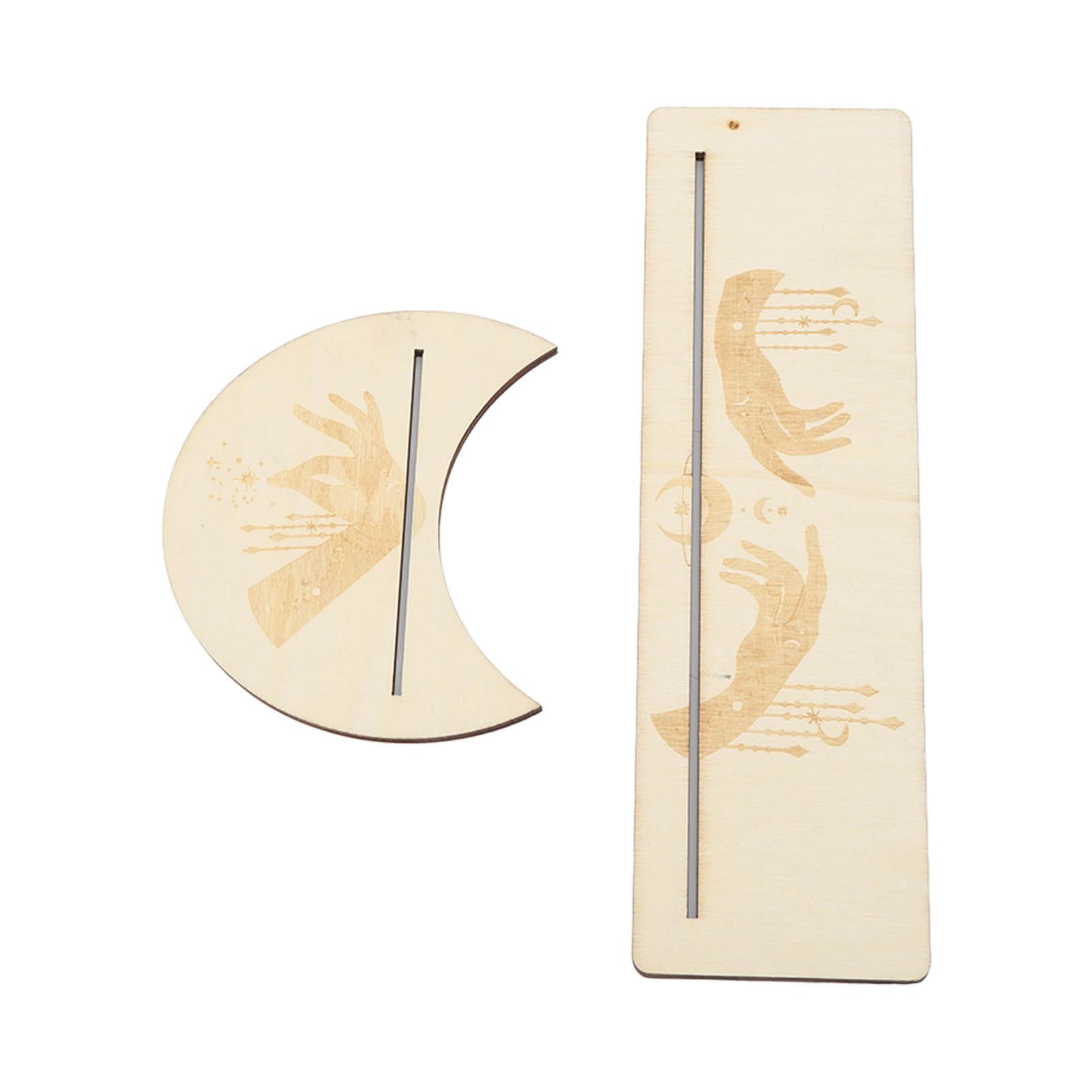 2 Pieces Wooden Tarot Card Stand Holder Stable Moon Shape and Rectangle Wooden Tarot Card Display Stand Base Type C - Image 4