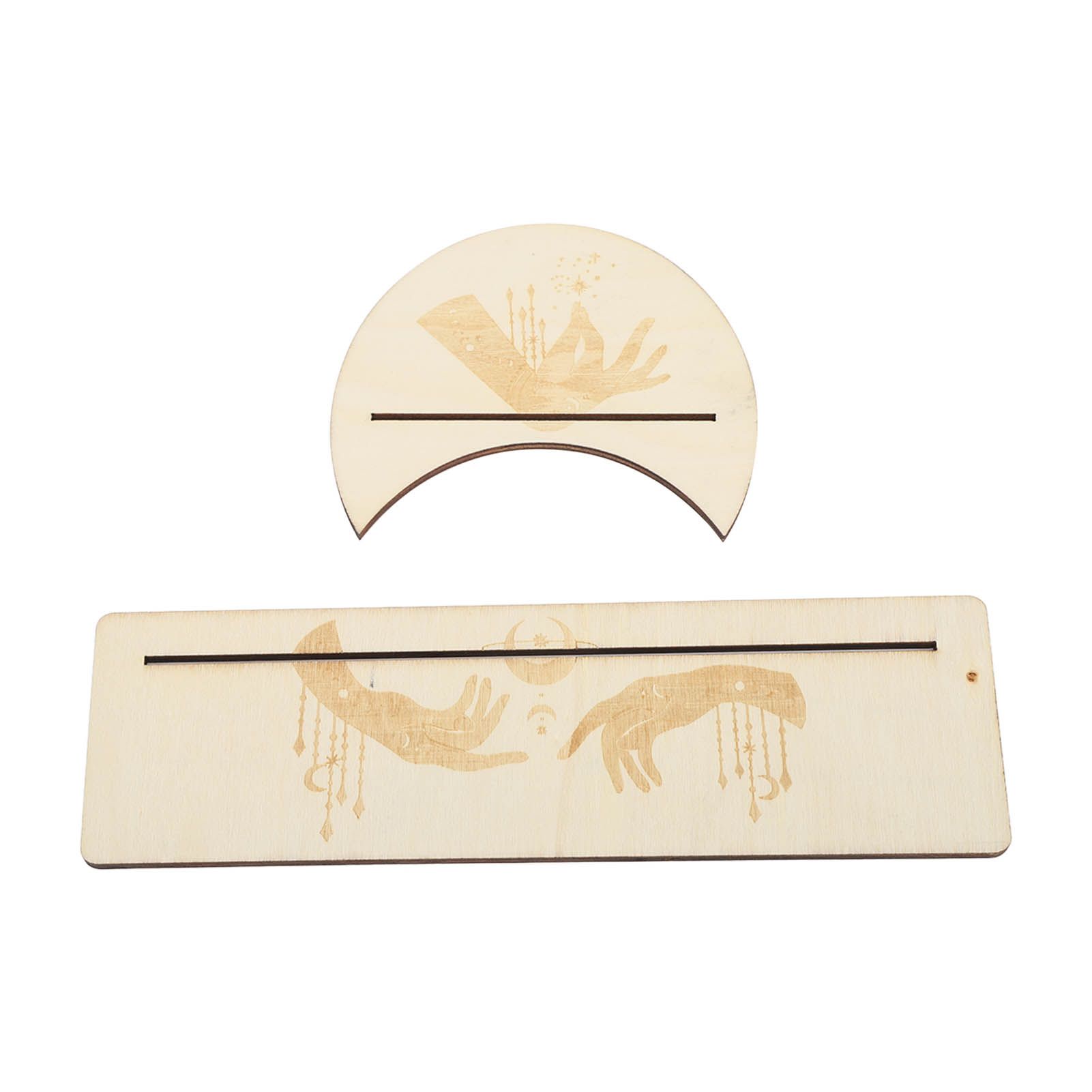 2 Pieces Wooden Tarot Card Stand Holder Stable Moon Shape and Rectangle Wooden Tarot Card Display Stand Base Type C - Image 5