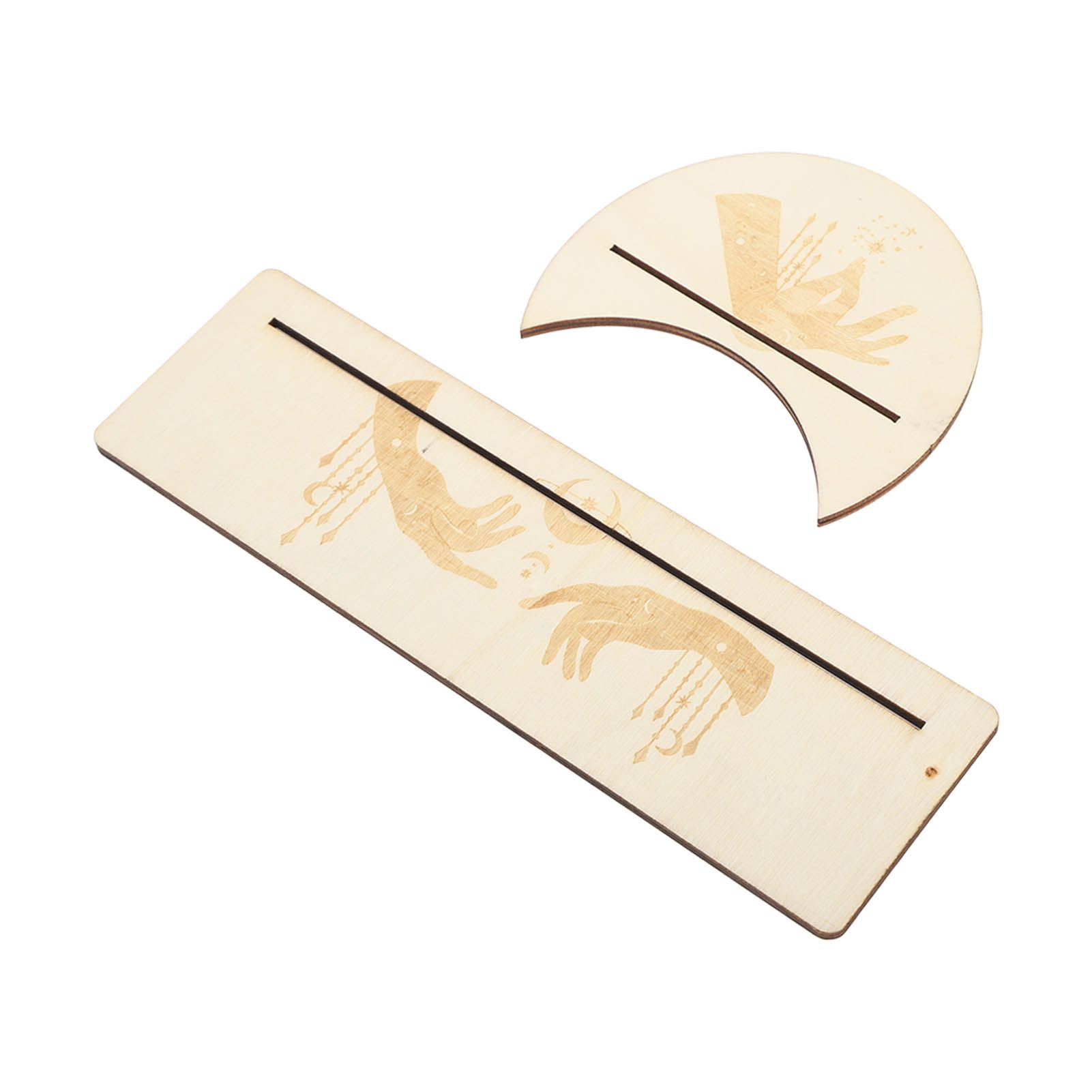 2 Pieces Wooden Tarot Card Stand Holder Stable Moon Shape and Rectangle Wooden Tarot Card Display Stand Base Type C - Image 7