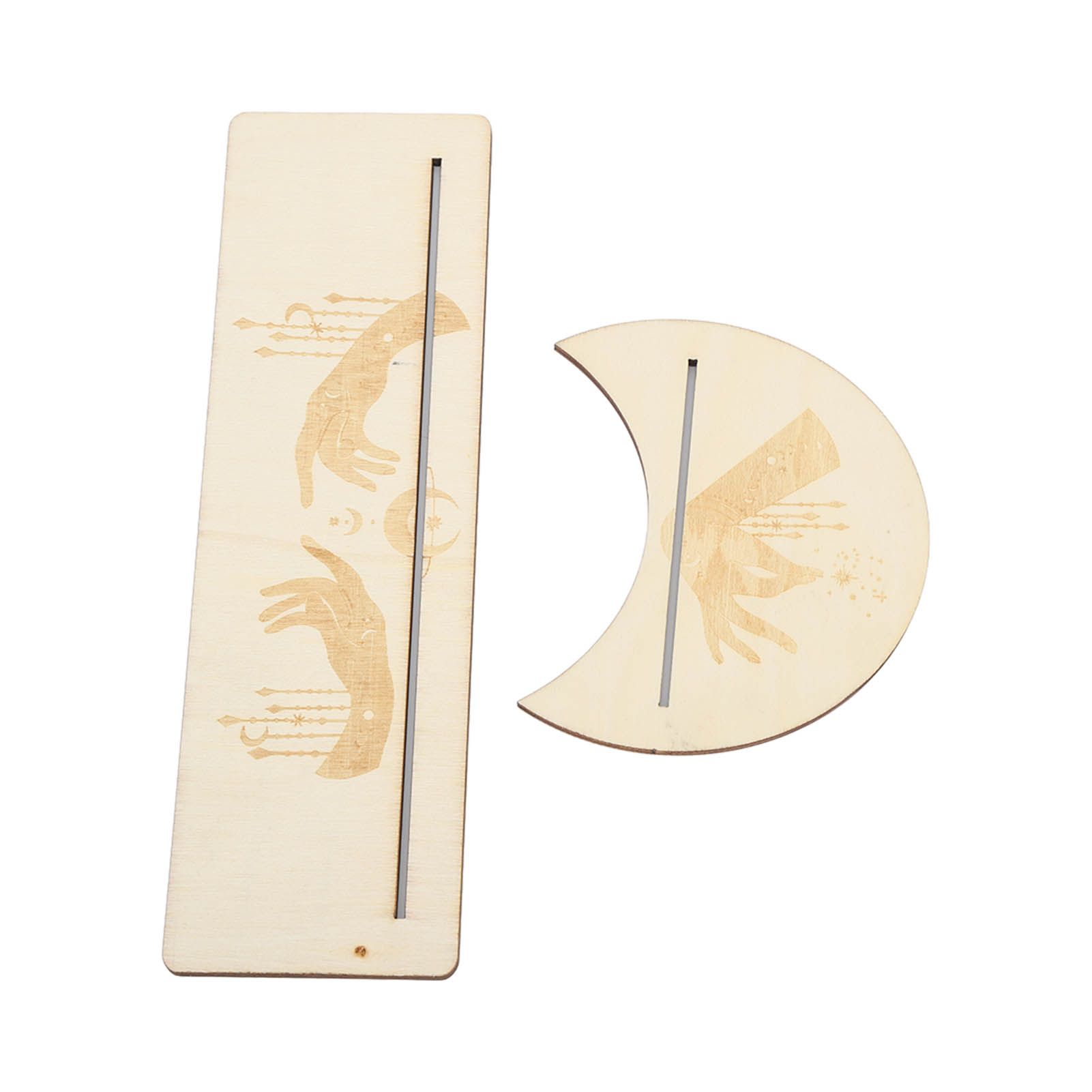 2 Pieces Wooden Tarot Card Stand Holder Stable Moon Shape and Rectangle Wooden Tarot Card Display Stand Base Type C - Image 8