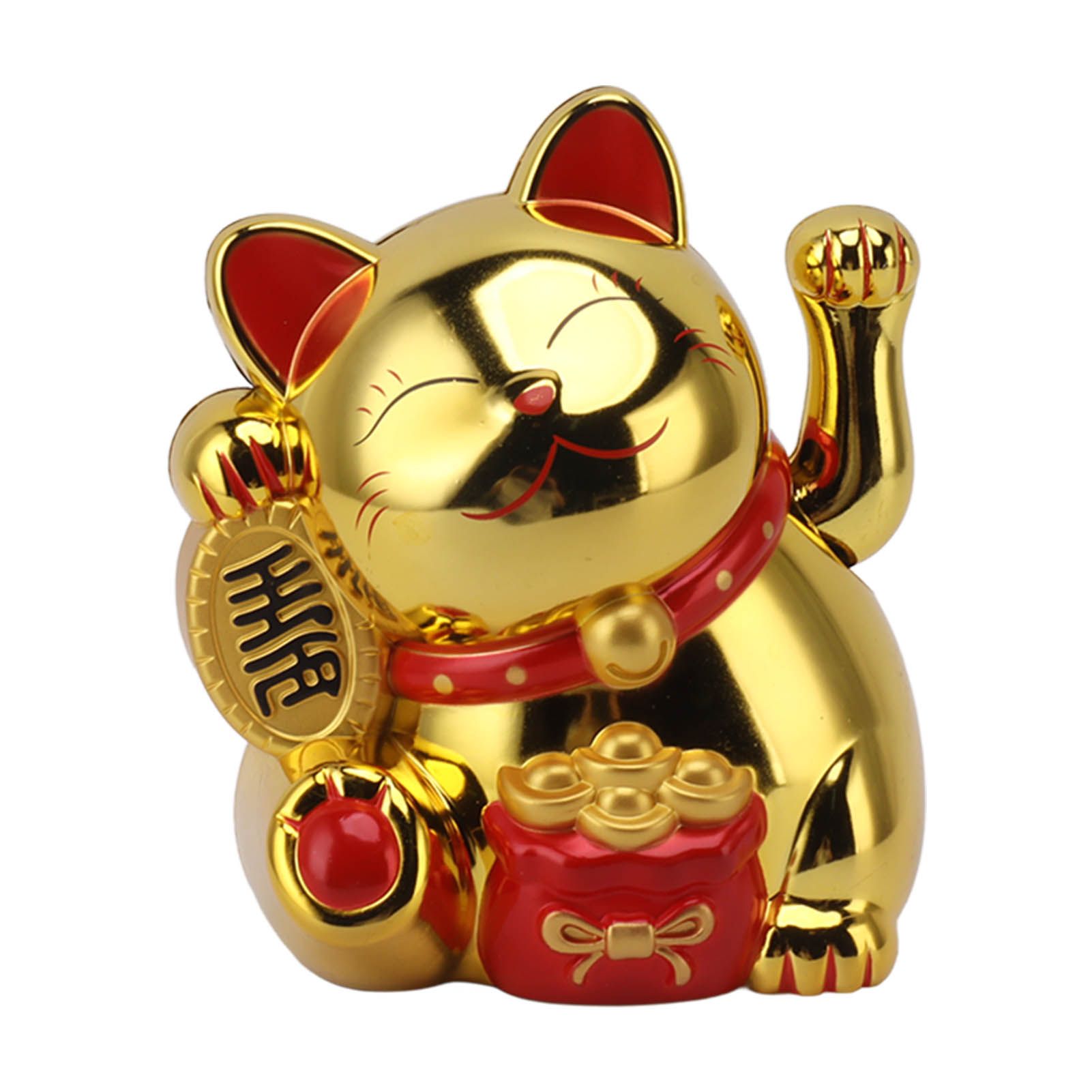 5.5in Electric Waving Arm Fortune Cat Decorative Cute Plastic Cat Ornaments for Cashier Desk MLY11020-4 Gold - Image 1