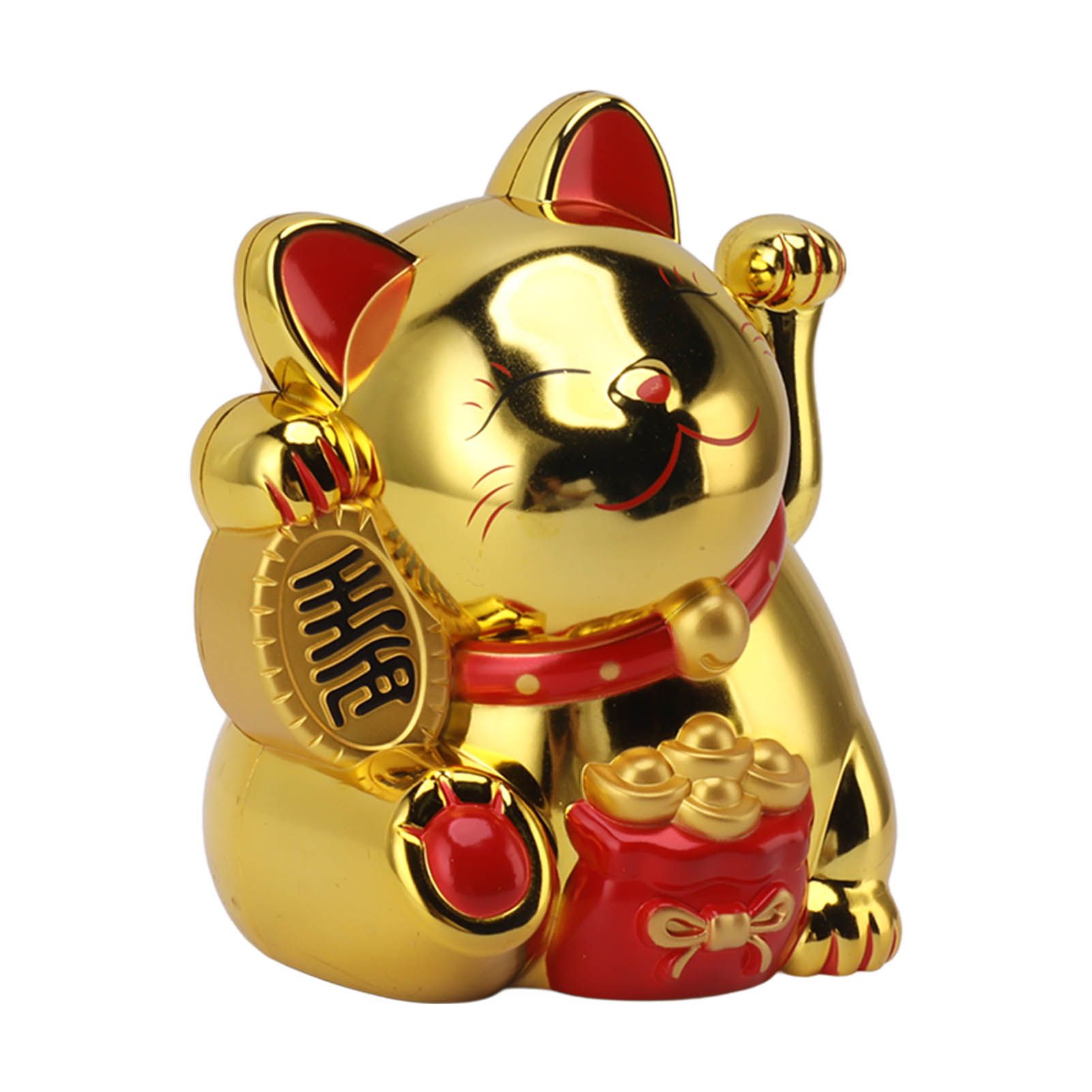 5.5in Electric Waving Arm Fortune Cat Decorative Cute Plastic Cat Ornaments for Cashier Desk MLY11020-4 Gold - Image 2