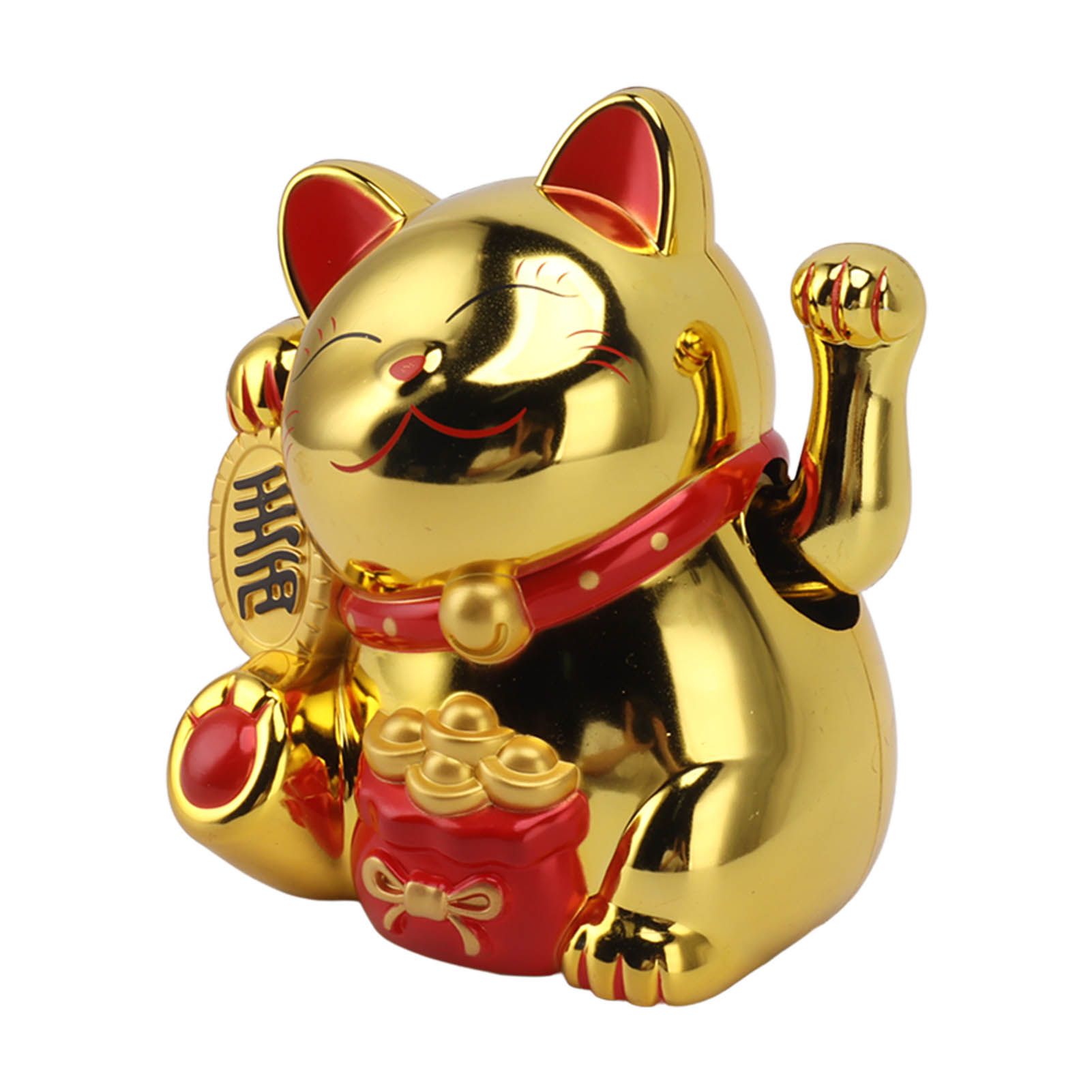 5.5in Electric Waving Arm Fortune Cat Decorative Cute Plastic Cat Ornaments for Cashier Desk MLY11020-4 Gold - Image 3