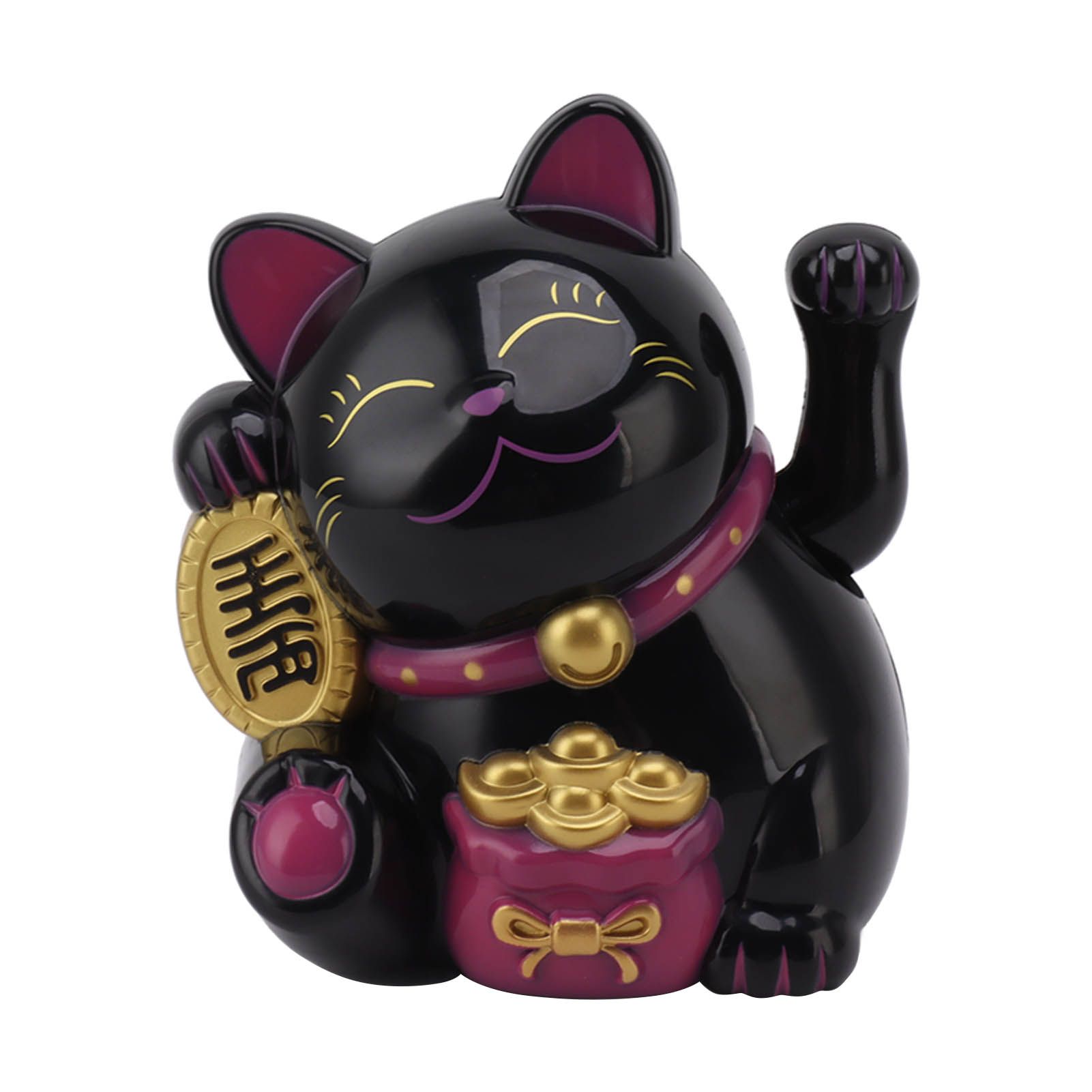 5.5in Electric Waving Arm Fortune Cat Decorative Cute Plastic Cat Ornaments for Cashier Desk MLY11020-5 Black - Image 1