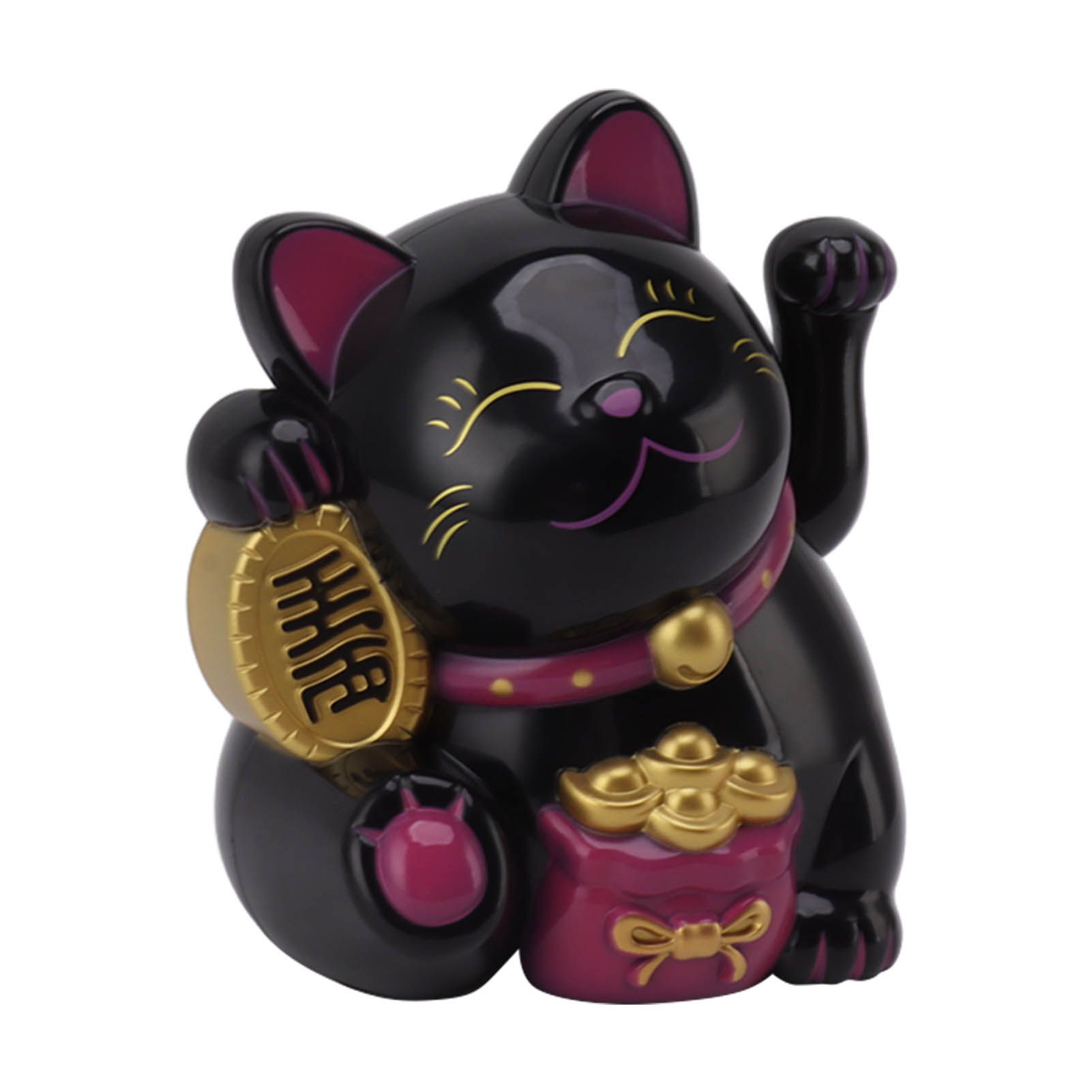 5.5in Electric Waving Arm Fortune Cat Decorative Cute Plastic Cat Ornaments for Cashier Desk MLY11020-5 Black - Image 2