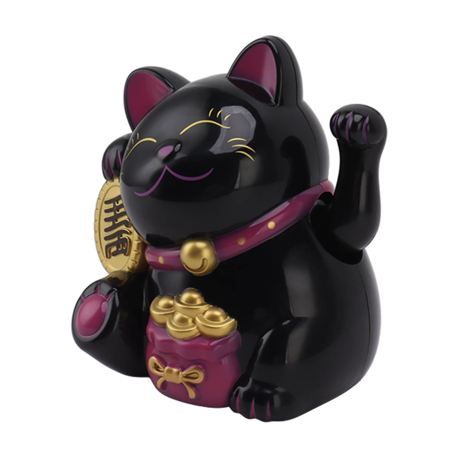 5.5in Electric Waving Arm Fortune Cat Decorative Cute Plastic Cat Ornaments for Cashier Desk MLY11020-5 Black - Image 3