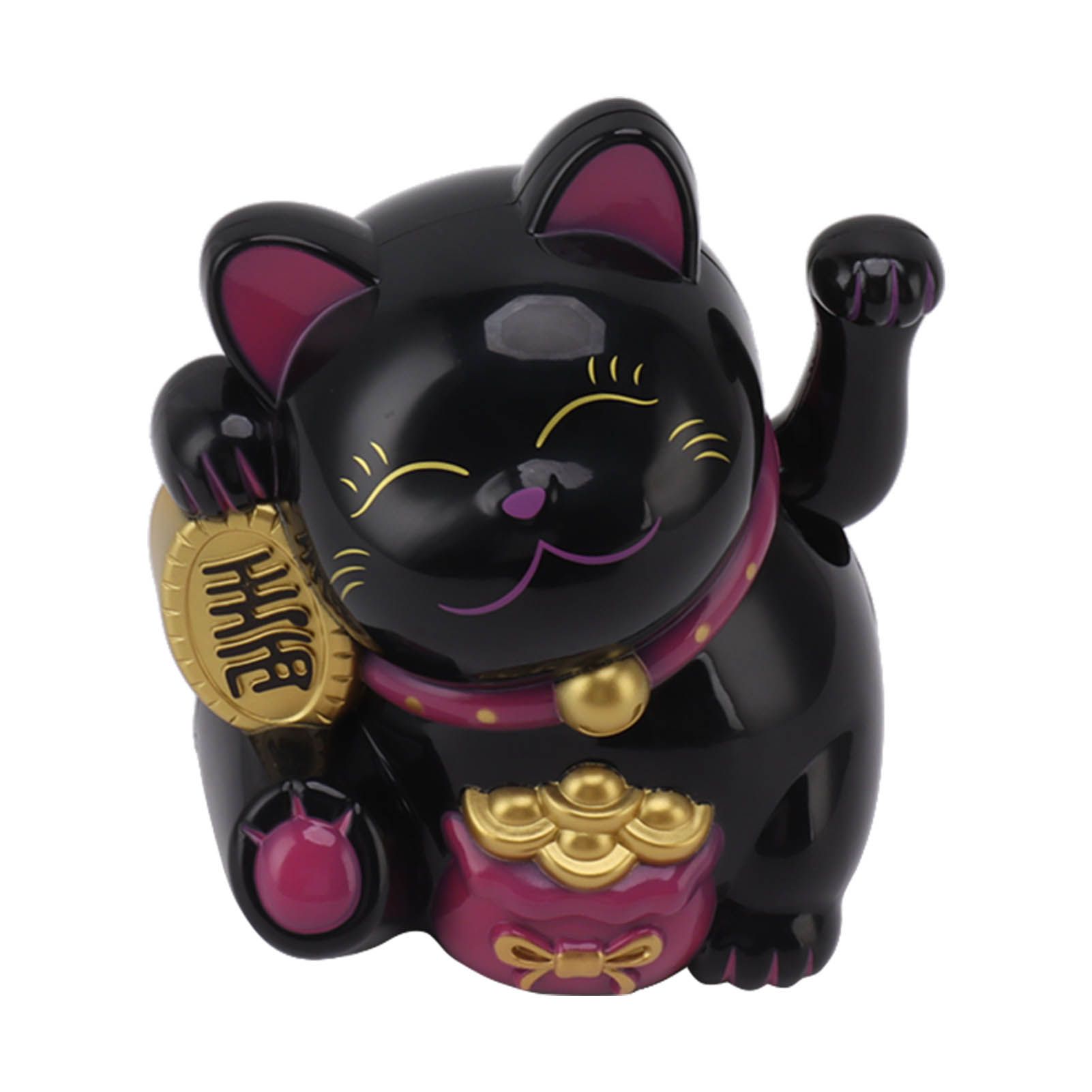 5.5in Electric Waving Arm Fortune Cat Decorative Cute Plastic Cat Ornaments for Cashier Desk MLY11020-5 Black - Image 4