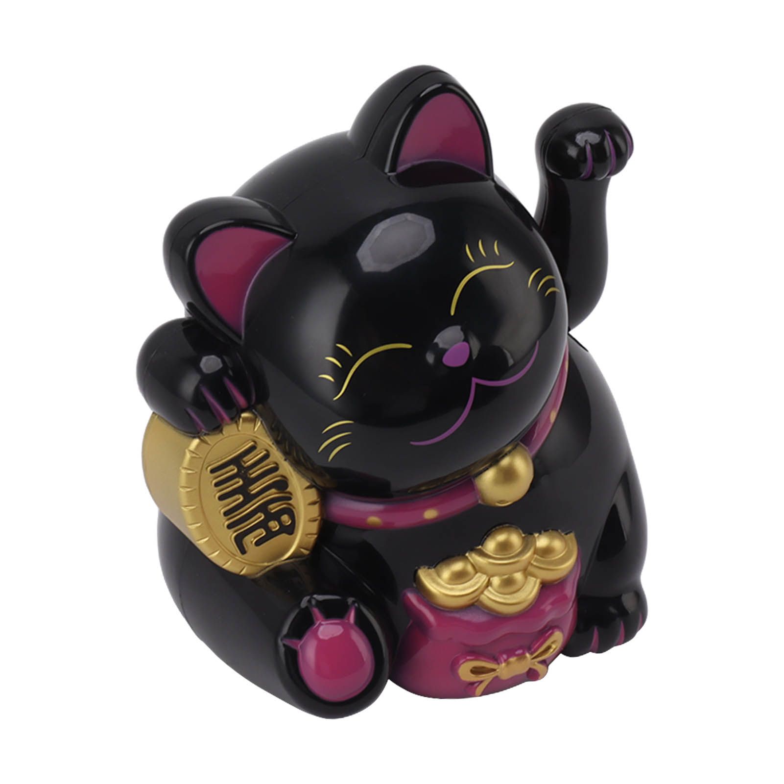 5.5in Electric Waving Arm Fortune Cat Decorative Cute Plastic Cat Ornaments for Cashier Desk MLY11020-5 Black - Image 5