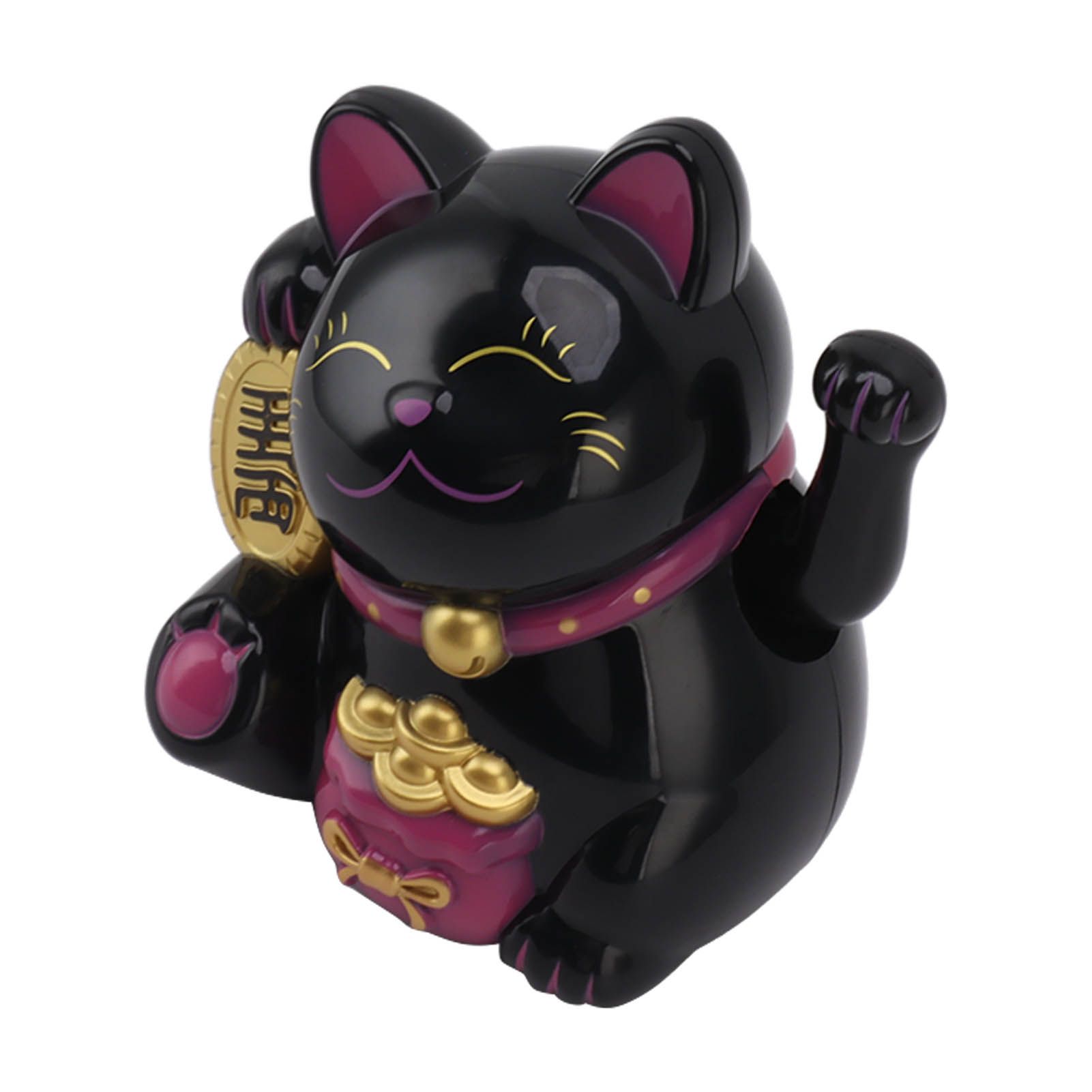 5.5in Electric Waving Arm Fortune Cat Decorative Cute Plastic Cat Ornaments for Cashier Desk MLY11020-5 Black - Image 6
