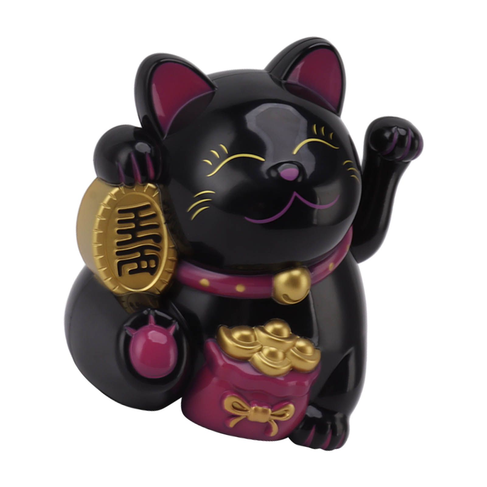 5.5in Electric Waving Arm Fortune Cat Decorative Cute Plastic Cat Ornaments for Cashier Desk MLY11020-5 Black - Image 7