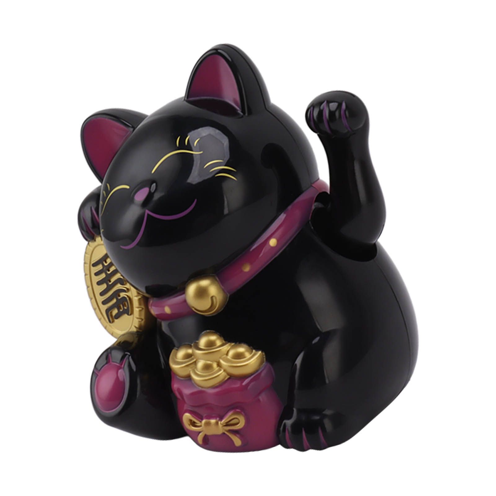 5.5in Electric Waving Arm Fortune Cat Decorative Cute Plastic Cat Ornaments for Cashier Desk MLY11020-5 Black - Image 8