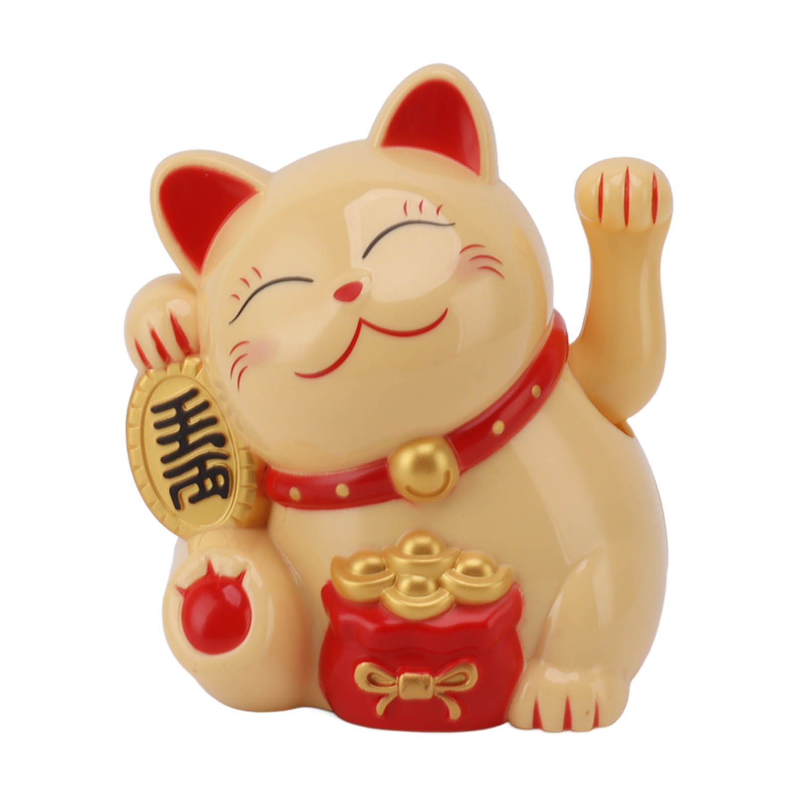 5.5in Electric Waving Arm Fortune Cat Decorative Cute Plastic Cat Ornaments for Cashier Desk MLY11020-2 Yellow - Image 1