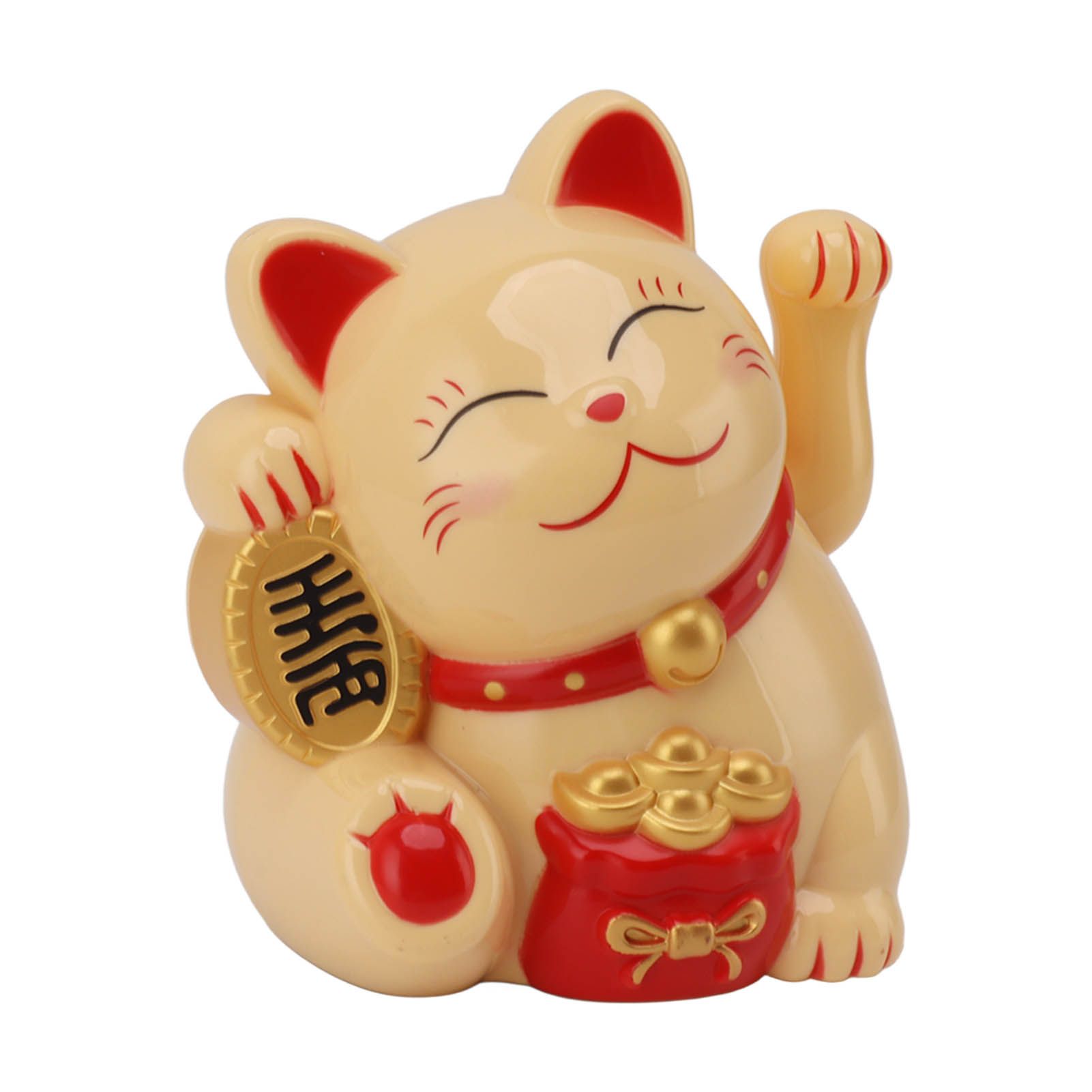 5.5in Electric Waving Arm Fortune Cat Decorative Cute Plastic Cat Ornaments for Cashier Desk MLY11020-2 Yellow - Image 2