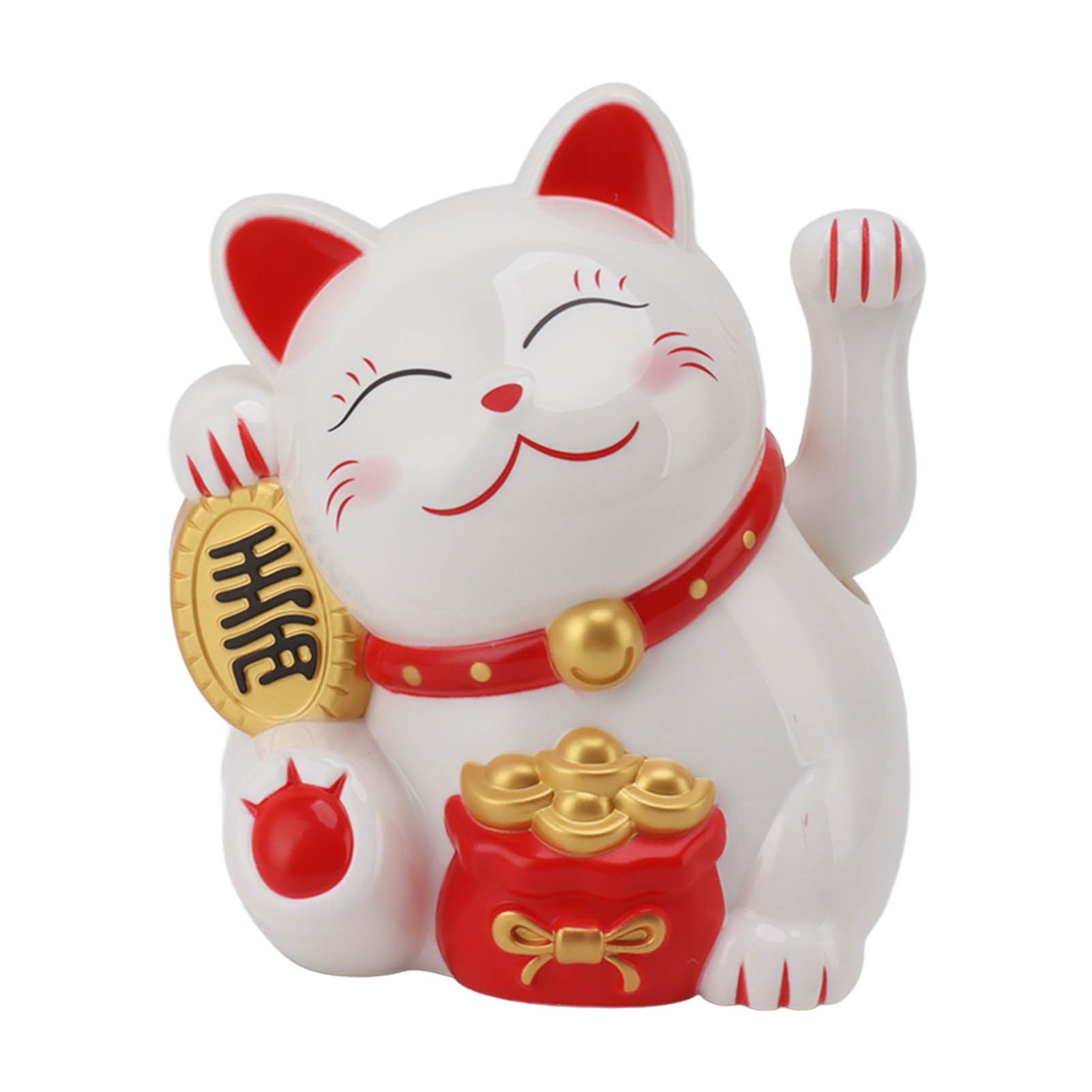 5.5in Electric Waving Arm Fortune Cat Decorative Cute Plastic Cat Ornaments for Cashier Desk MLY11020-1 White - Image 1