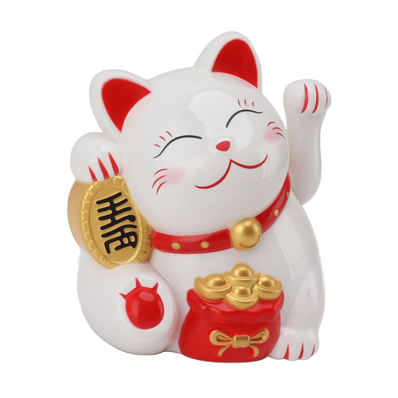 5.5in Electric Waving Arm Fortune Cat Decorative Cute Plastic Cat Ornaments for Cashier Desk MLY11020-1 White - Image 2