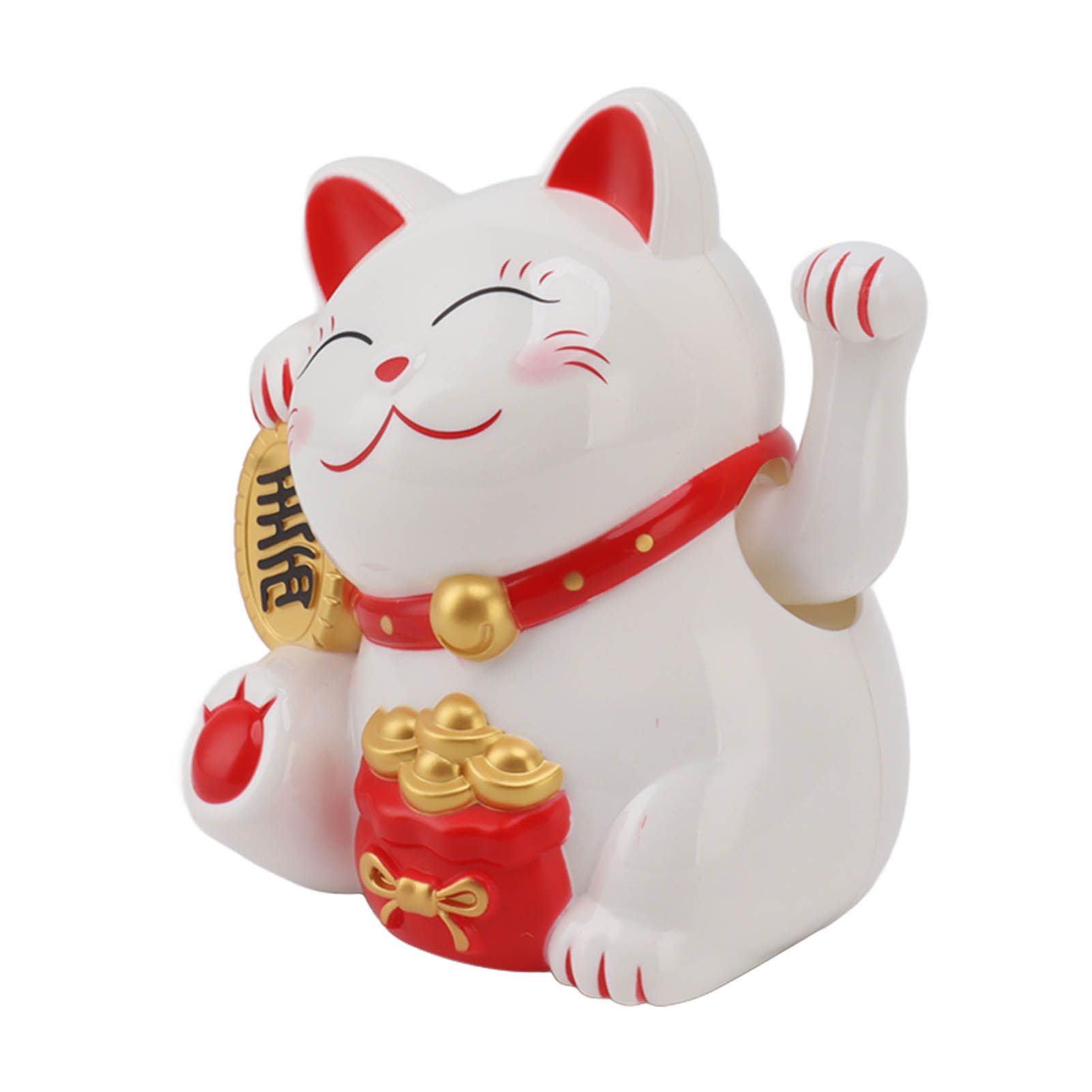 5.5in Electric Waving Arm Fortune Cat Decorative Cute Plastic Cat Ornaments for Cashier Desk MLY11020-1 White - Image 3