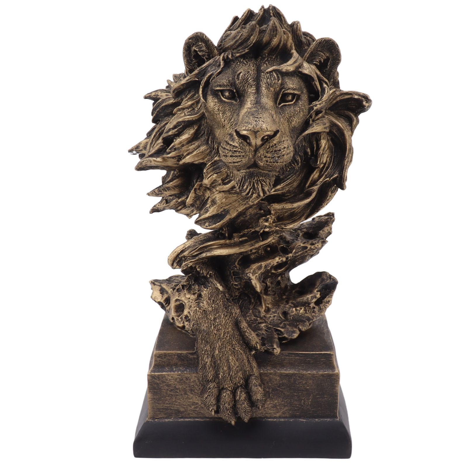 Lion Head Sculpture Resin Vivid Lifelike Artistic Decorative Lion Statue for Living Room Study Hallway - Image 1