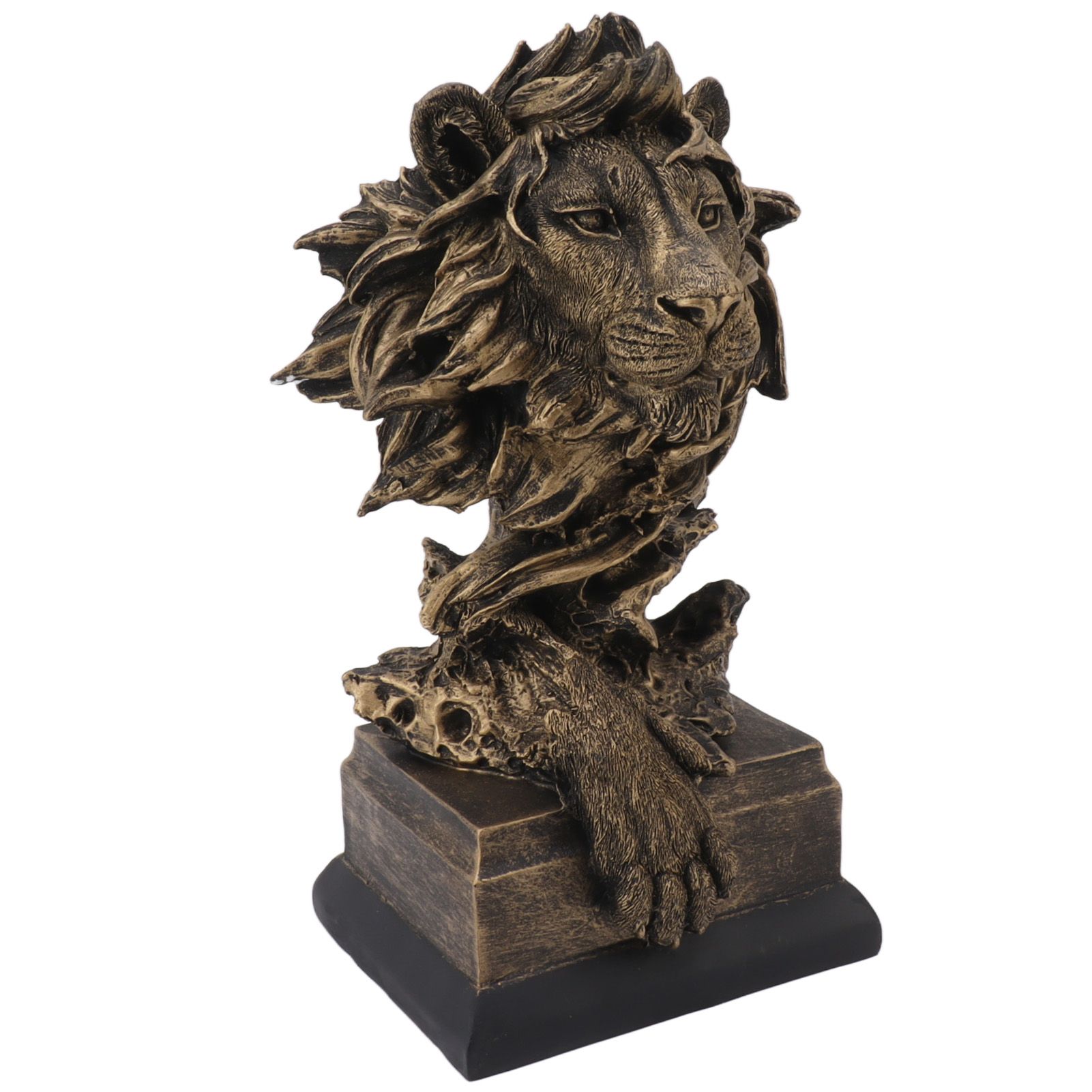 Lion Head Sculpture Resin Vivid Lifelike Artistic Decorative Lion Statue for Living Room Study Hallway - Image 2