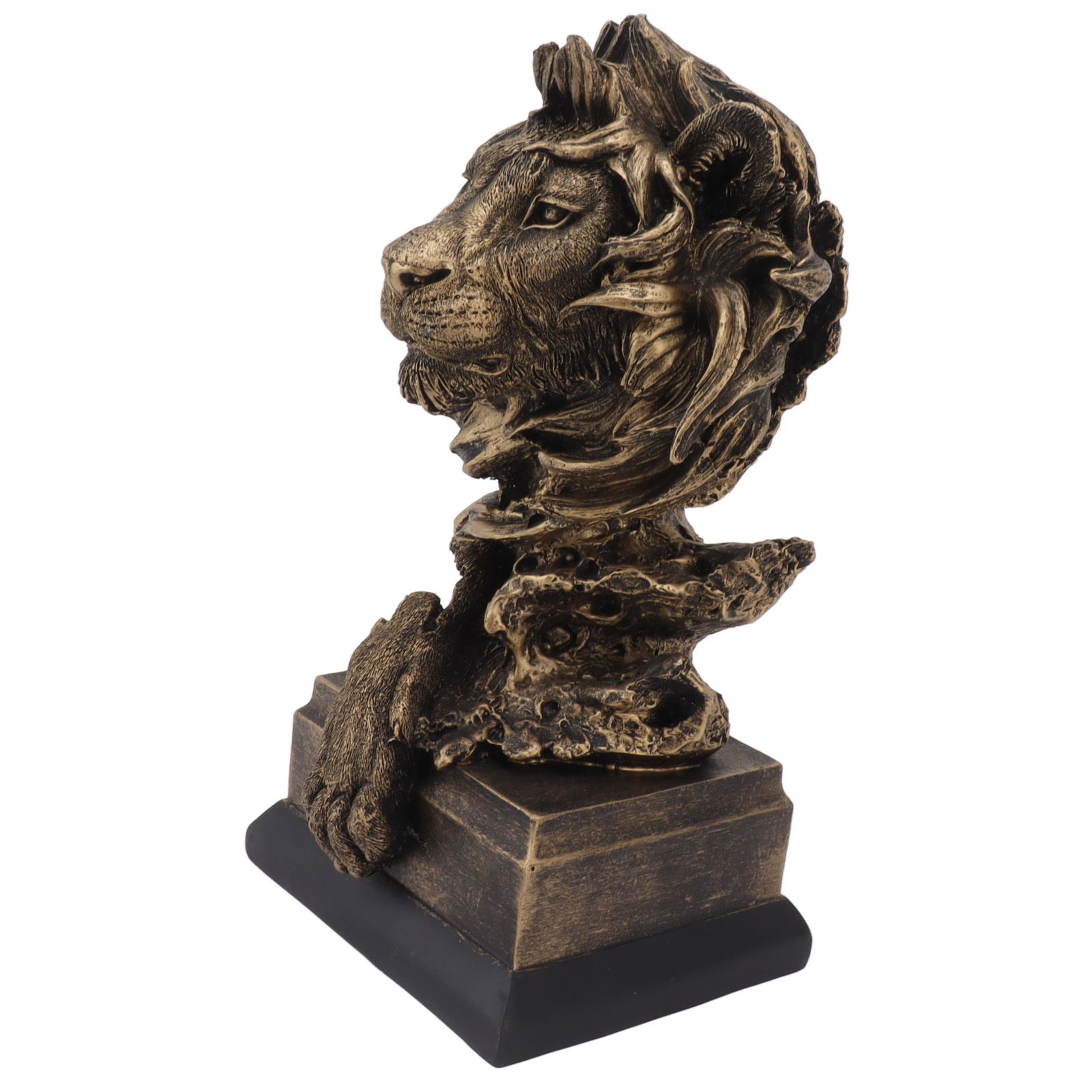 Lion Head Sculpture Resin Vivid Lifelike Artistic Decorative Lion Statue for Living Room Study Hallway - Image 3