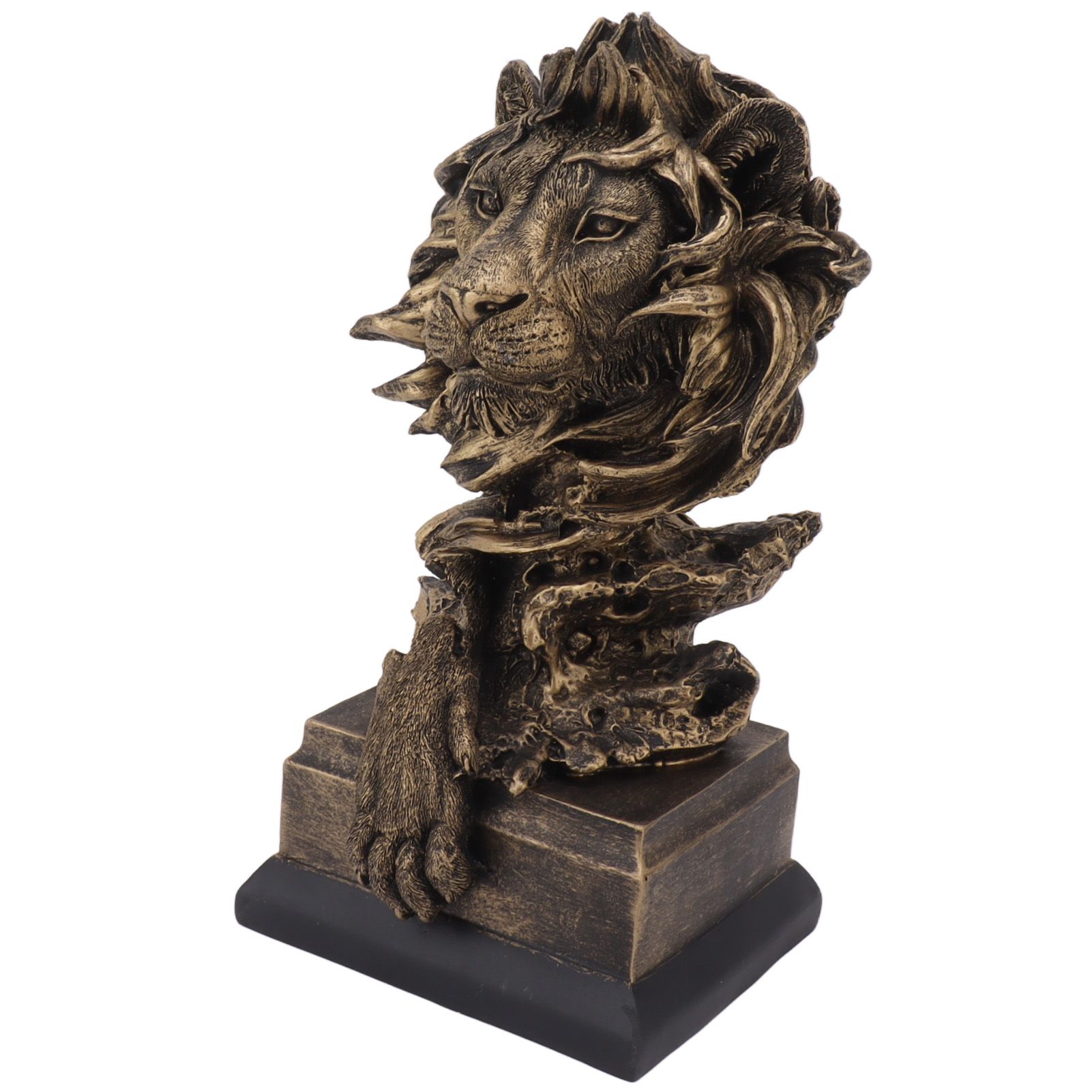 Lion Head Sculpture Resin Vivid Lifelike Artistic Decorative Lion Statue for Living Room Study Hallway - Image 4