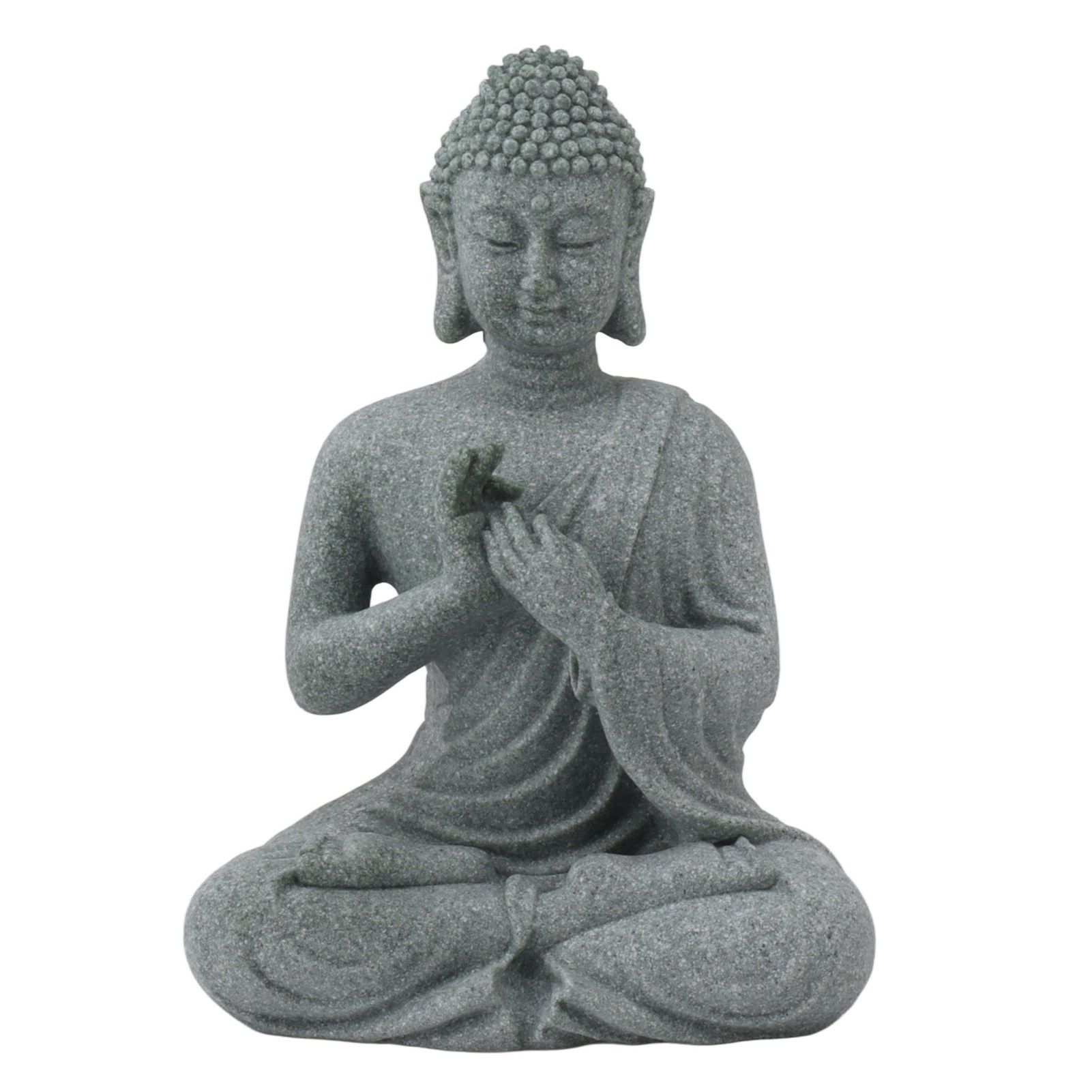 Buddha Statue Green Sandstone Sculpture Buddhist Sitting Figurine Ornament for Living Room Courtyard 7135K-01 - Image 1
