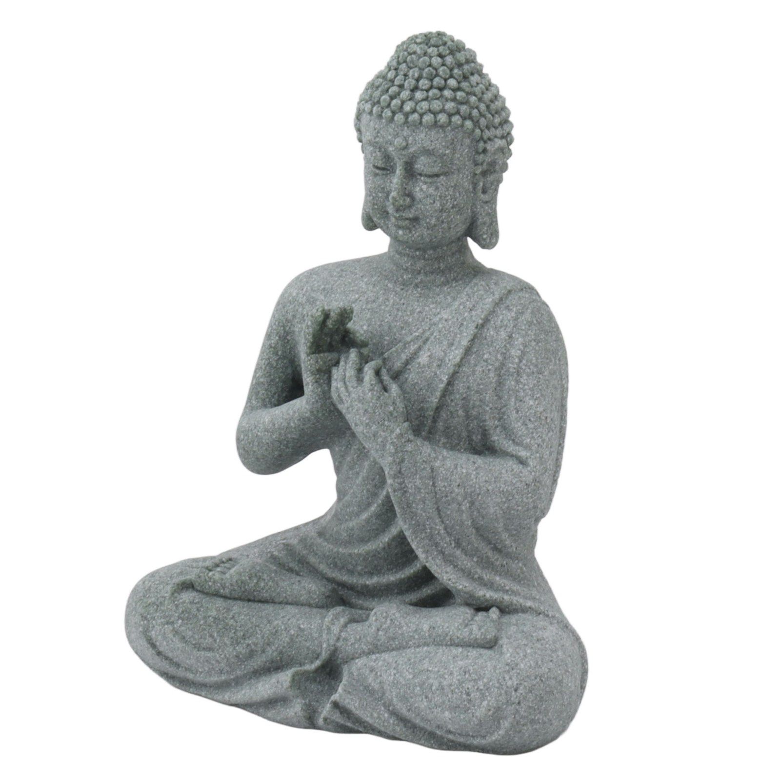 Buddha Statue Green Sandstone Sculpture Buddhist Sitting Figurine Ornament for Living Room Courtyard 7135K-01 - Image 2