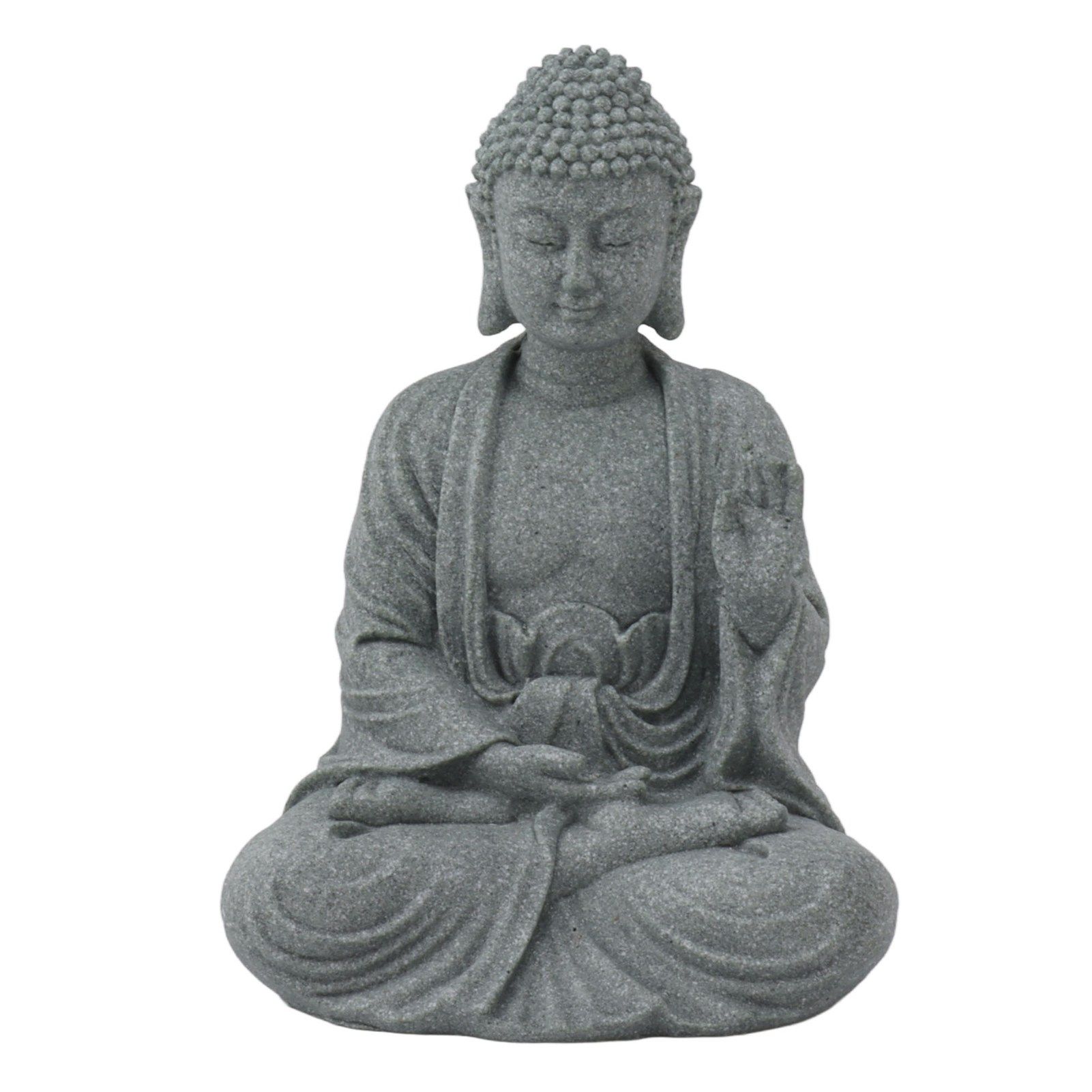 Buddha Statue Green Sandstone Sculpture Buddhist Sitting Figurine Ornament for Living Room Courtyard 7135K-02 - Image 1