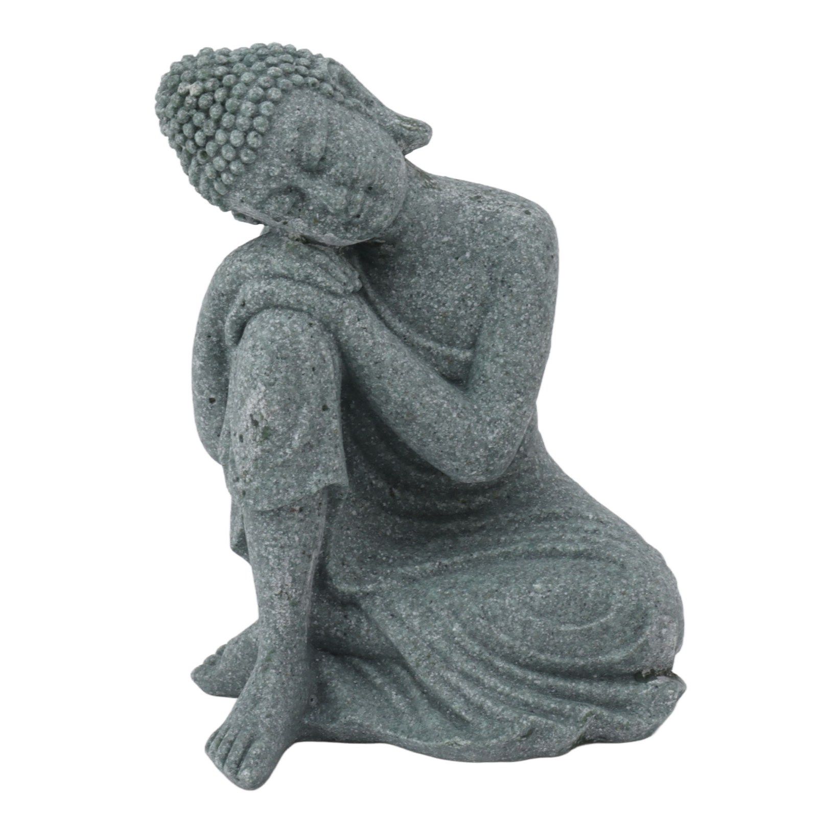 Buddha Statue Green Sandstone Sculpture Buddhist Sitting Figurine Ornament for Living Room Courtyard 7135K-05 - Image 1