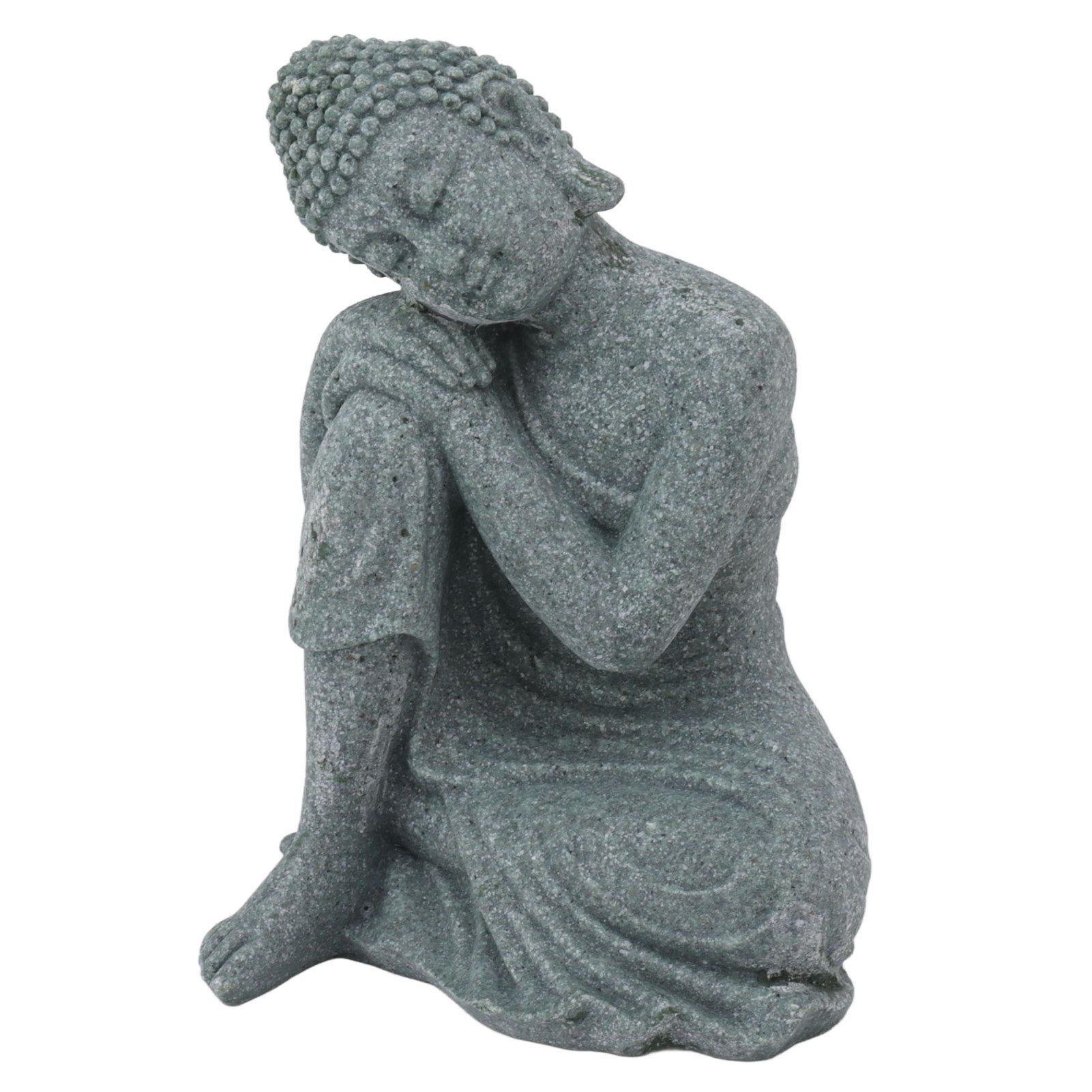 Buddha Statue Green Sandstone Sculpture Buddhist Sitting Figurine Ornament for Living Room Courtyard 7135K-05 - Image 2