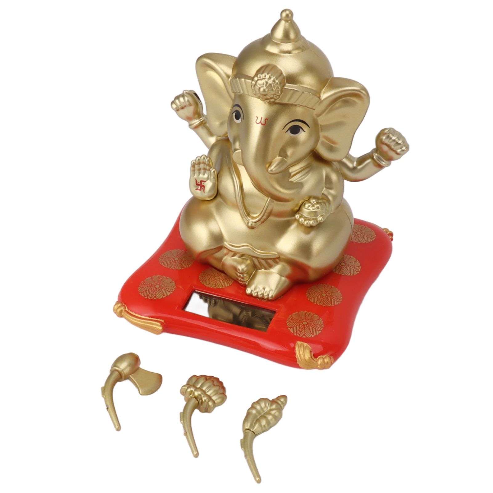 Ganesha Elephant God Statues Solar Powered Indian Ganesha Idol Figurine for Car Dashboard Home Decor Crafts Gold - Image 1