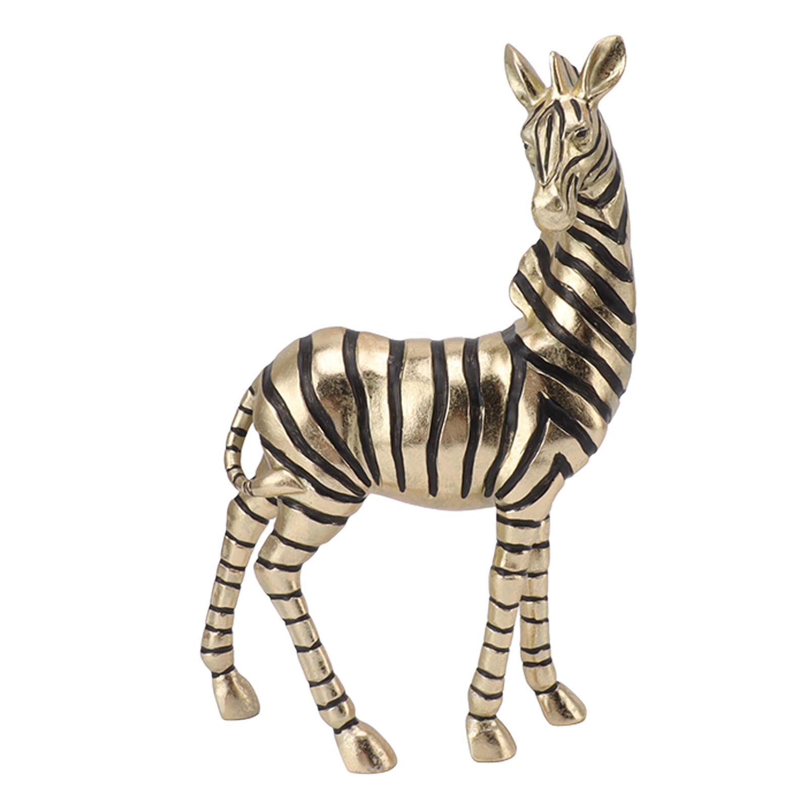 Resin Zebra Statues Gold Vivid Slip Resistant Compact Simulated Animal Statues for Home Decoration - Image 1
