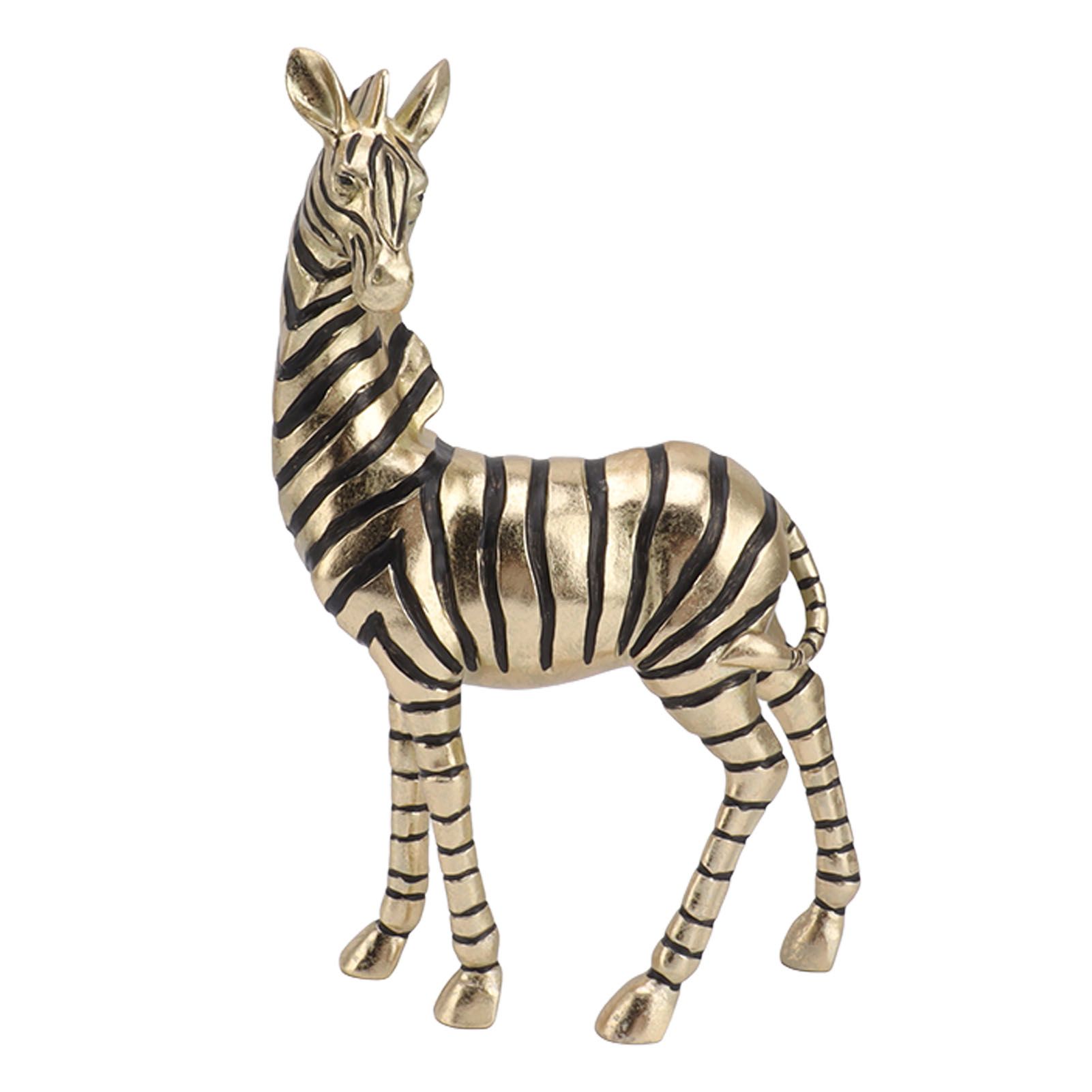 Resin Zebra Statues Gold Vivid Slip Resistant Compact Simulated Animal Statues for Home Decoration - Image 2