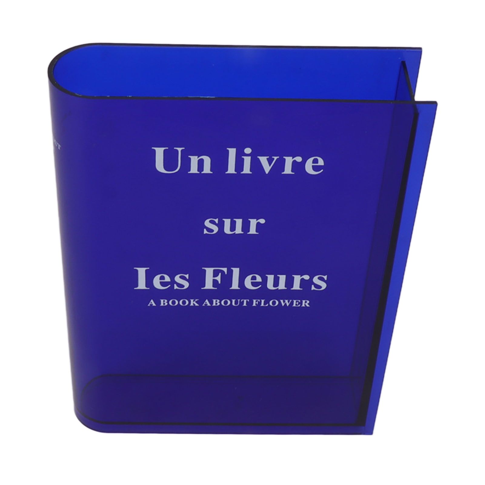 Book Vase for Flowers Acrylic Decorative Transparent Clear Book Shape Flower Vase for Home Living Room Office Blue - Image 2