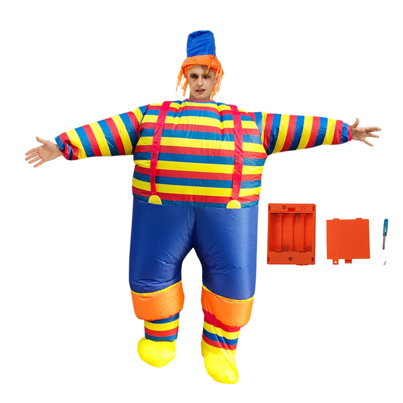 Inflatable Clown Costume Blow Up Joker Jumpsuit for Halloween Cosplay Party Christmas Adult Size - Image 1