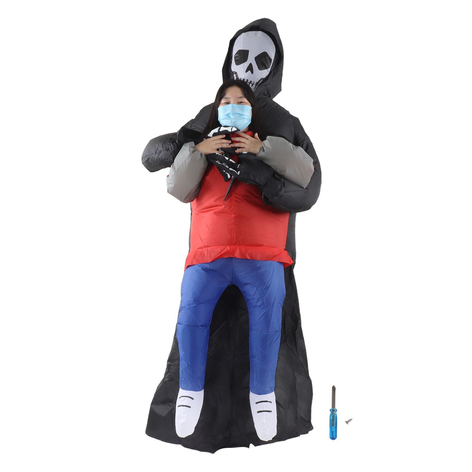Black Scary Ghost Inflatable Costume Adult Halloween Party Funny Waterproof Cosplay Costume Props - Image 1