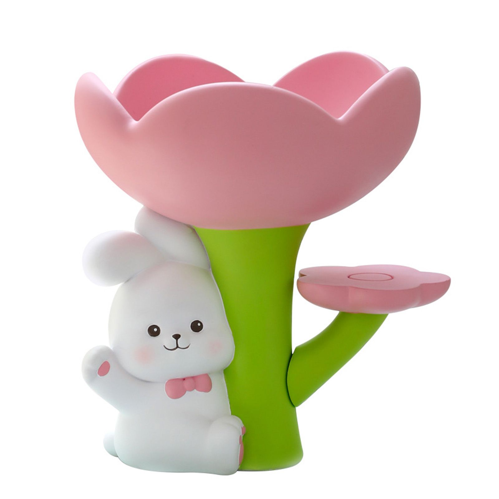 Rabbit Flower Key Tray Resin Storage Plate Jewelry Holder Home Decoration for Bedroom Office - Image 1