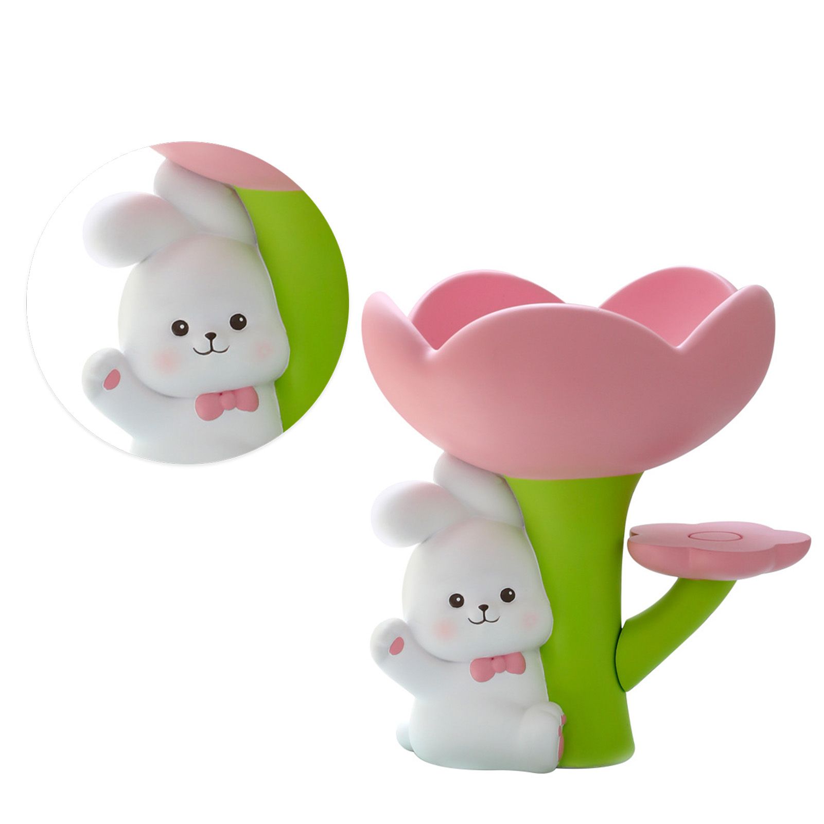 Rabbit Flower Key Tray Resin Storage Plate Jewelry Holder Home Decoration for Bedroom Office - Image 4