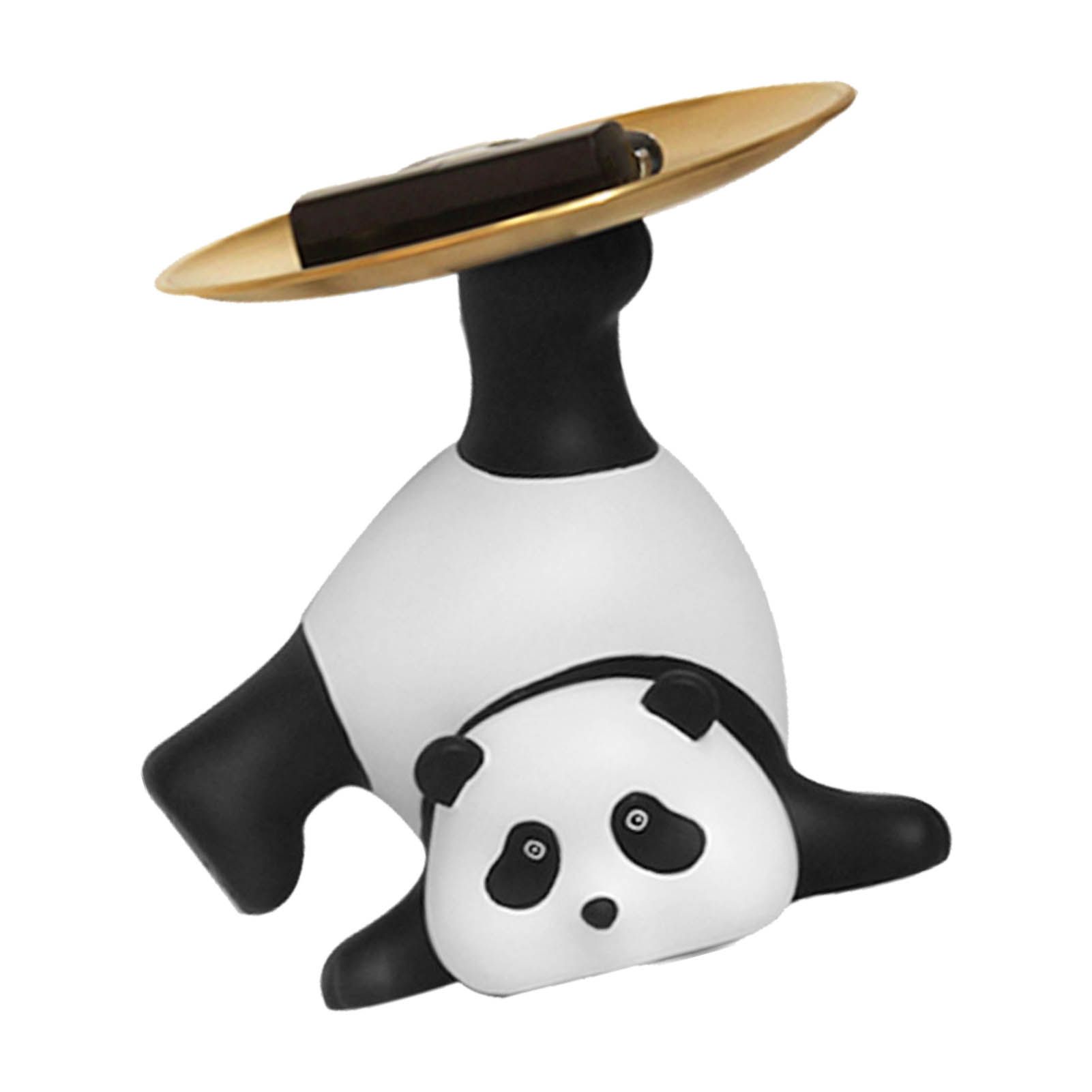 Panda Serving Tray Keys Wallets Fruit Holder Storage Ornament Home Office Table Decor Sculpture Panda Tray - Image 2