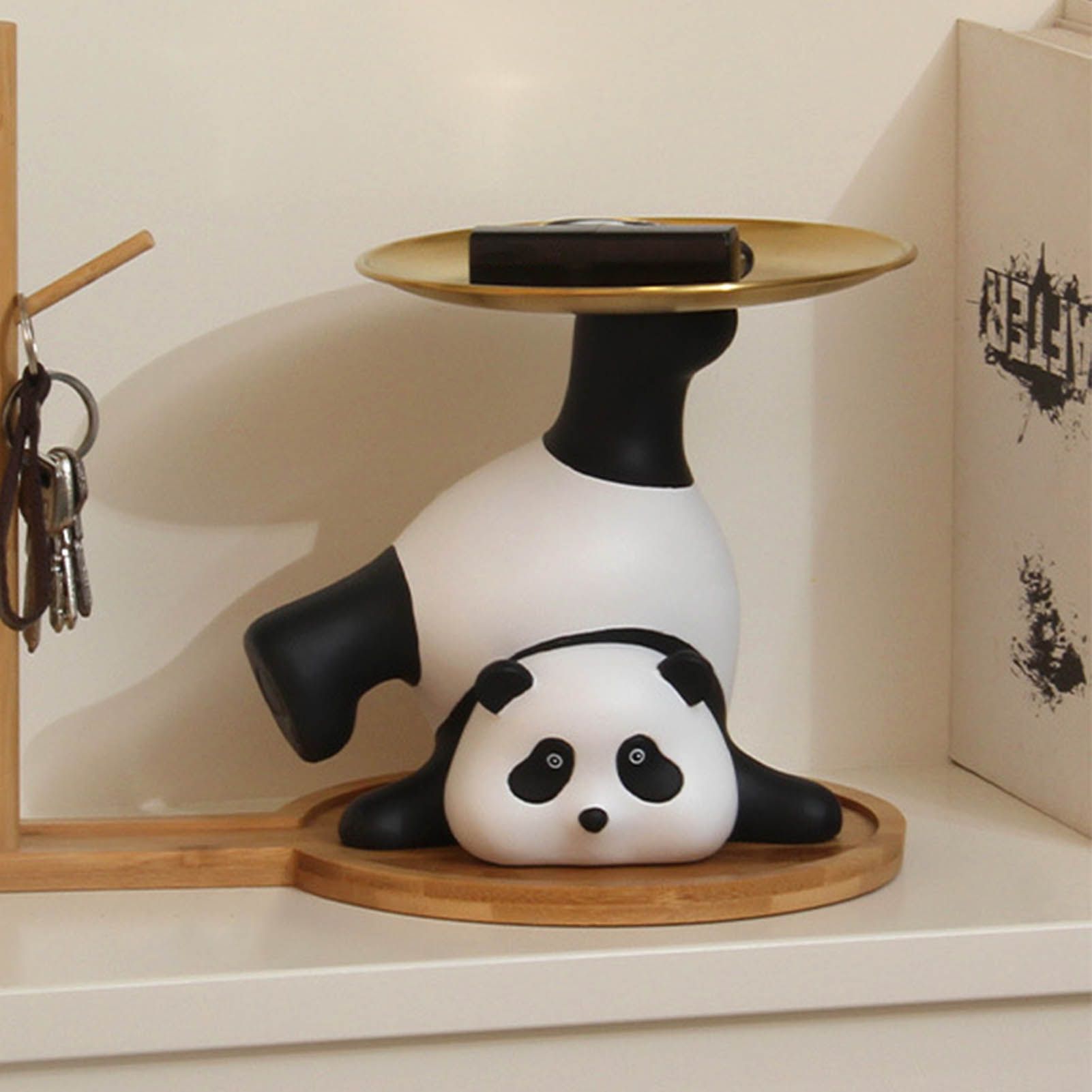 Panda Serving Tray Keys Wallets Fruit Holder Storage Ornament Home Office Table Decor Sculpture Panda Tray - Image 5