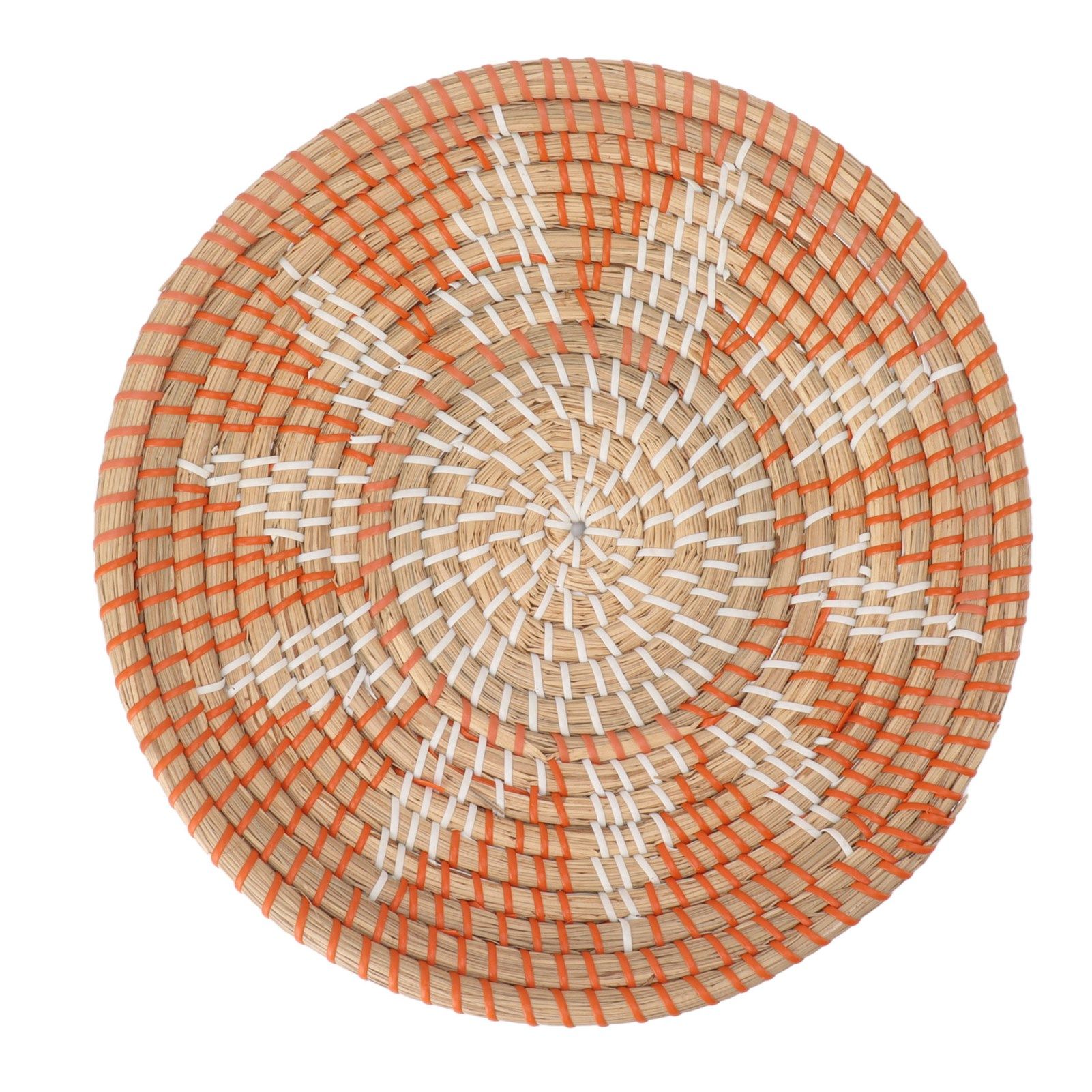 Round Grass Wall Ornaments 35cm Diameter Hand Knitting Hanging Woven Wall Baskets for Living Room Kitchen Style 1 - Image 1