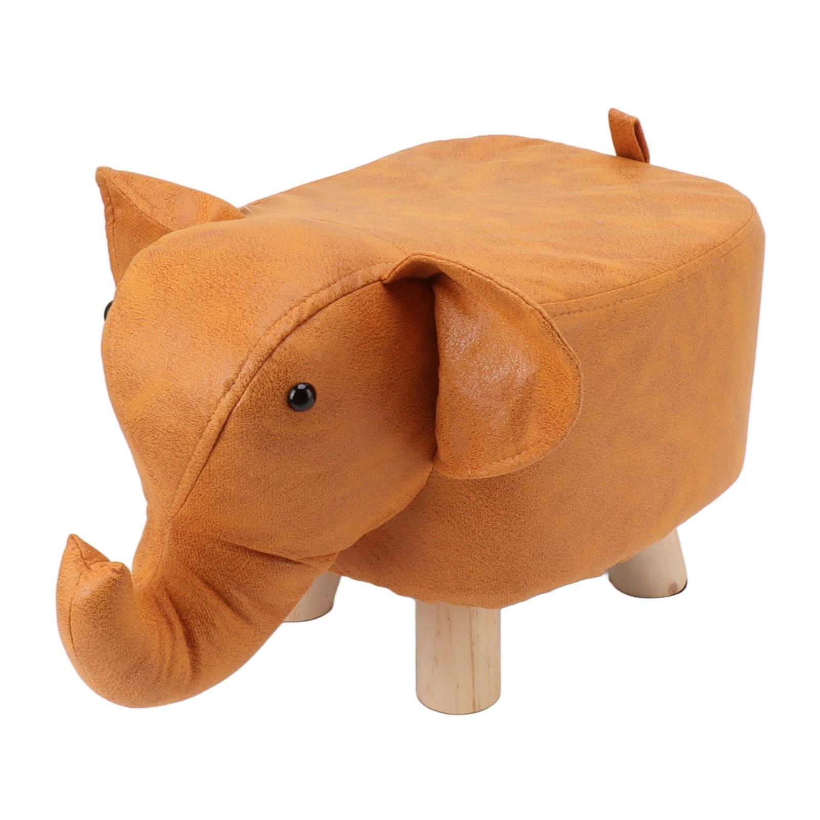 Animal Footstools Lovely Cartoon Innovative Elephant Upholstered Stool for Nursery Bedroom Playroom Living Room Decor Orange - Image 1