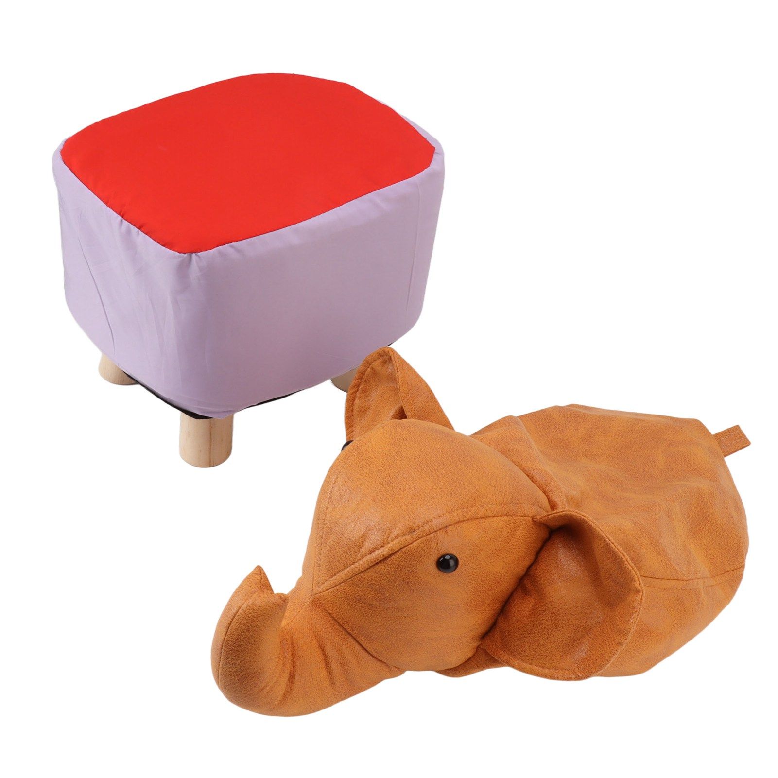 Animal Footstools Lovely Cartoon Innovative Elephant Upholstered Stool for Nursery Bedroom Playroom Living Room Decor Orange - Image 2